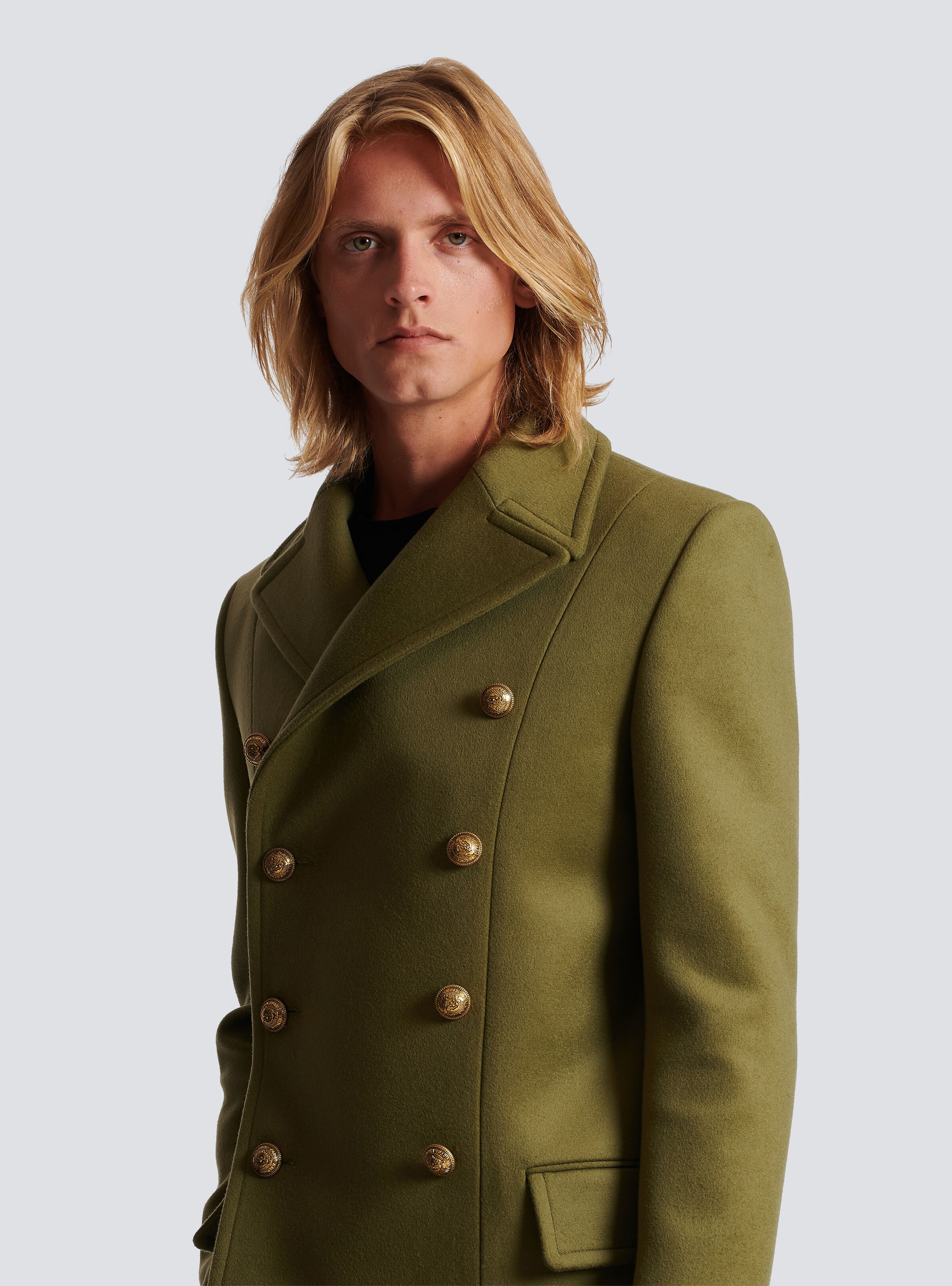 Double-breasted wool pea coat - 10