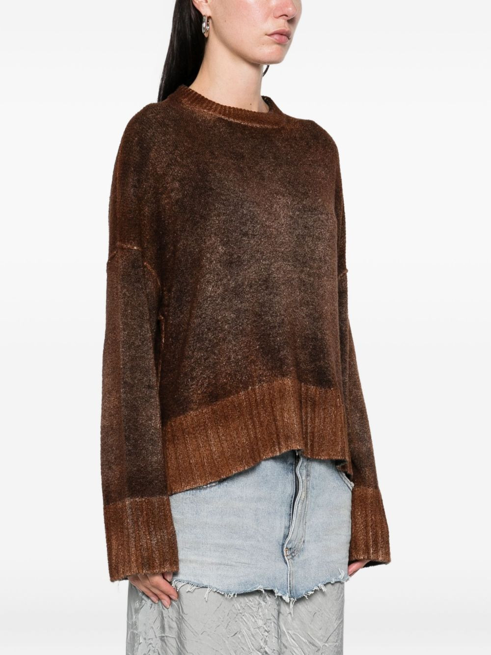 ribbed-cuff crew-neck jumper - 3