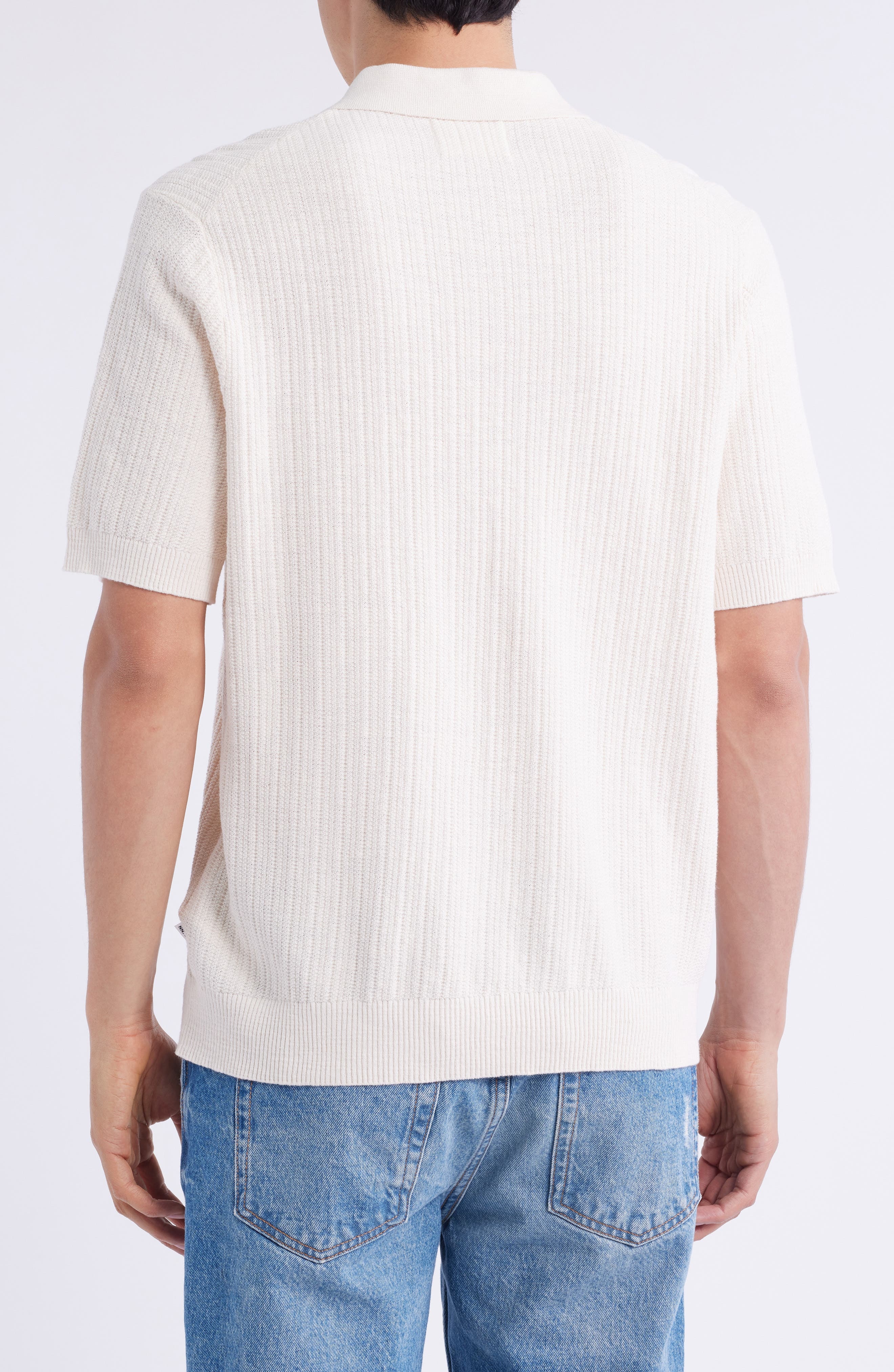 NN07 Nolan 6695 Organic Cotton Polo Cardigan in Ecru at Nordstrom - 3