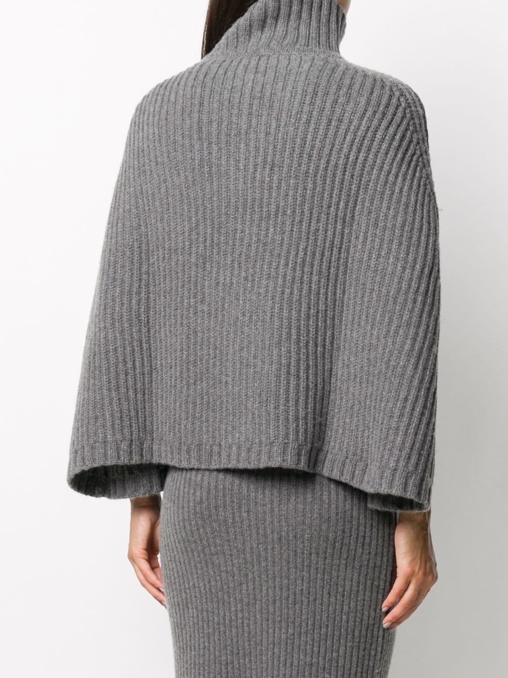 funnel-neck ribbed cape - 4