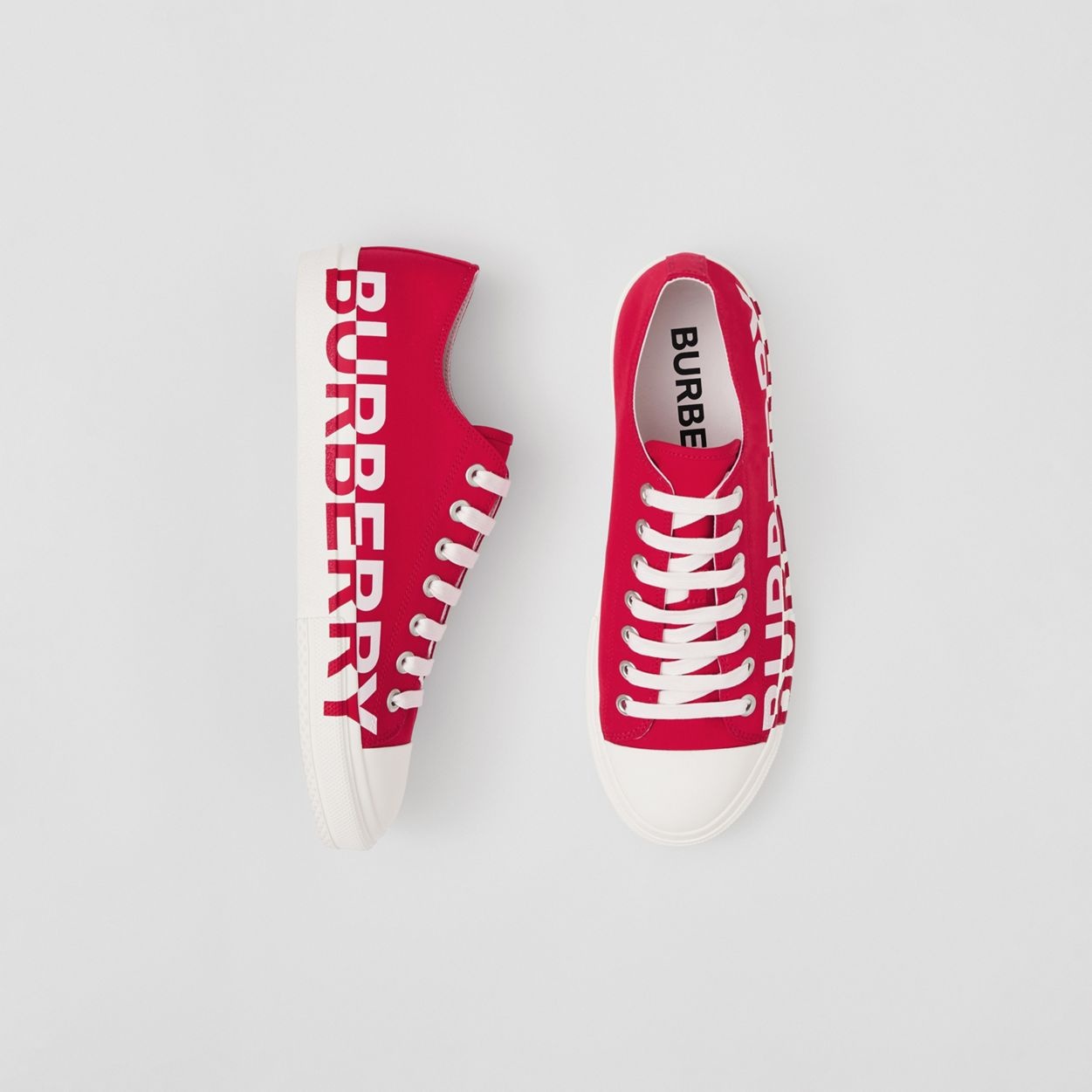 Logo Print Cotton Gabardine Sneakers - 6