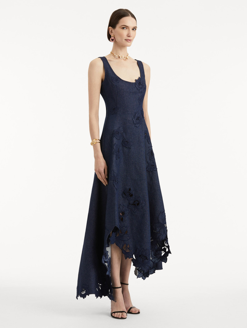 PEONY EMBROIDERED DENIM DRESS 4
