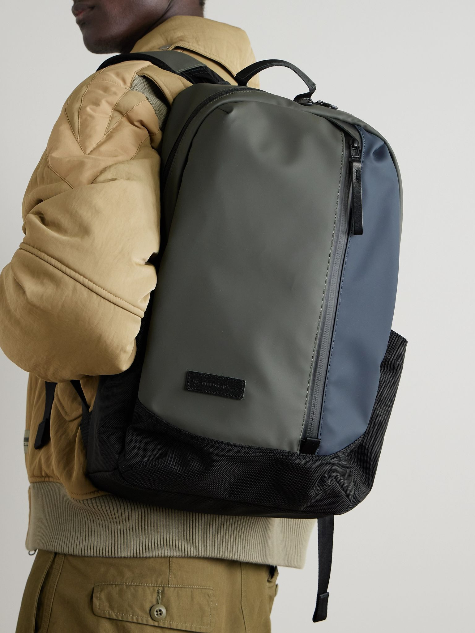 Slick Logo-Appliquéd Leather and CORDURA® Ballistic Nylon Backpack Gray - 2