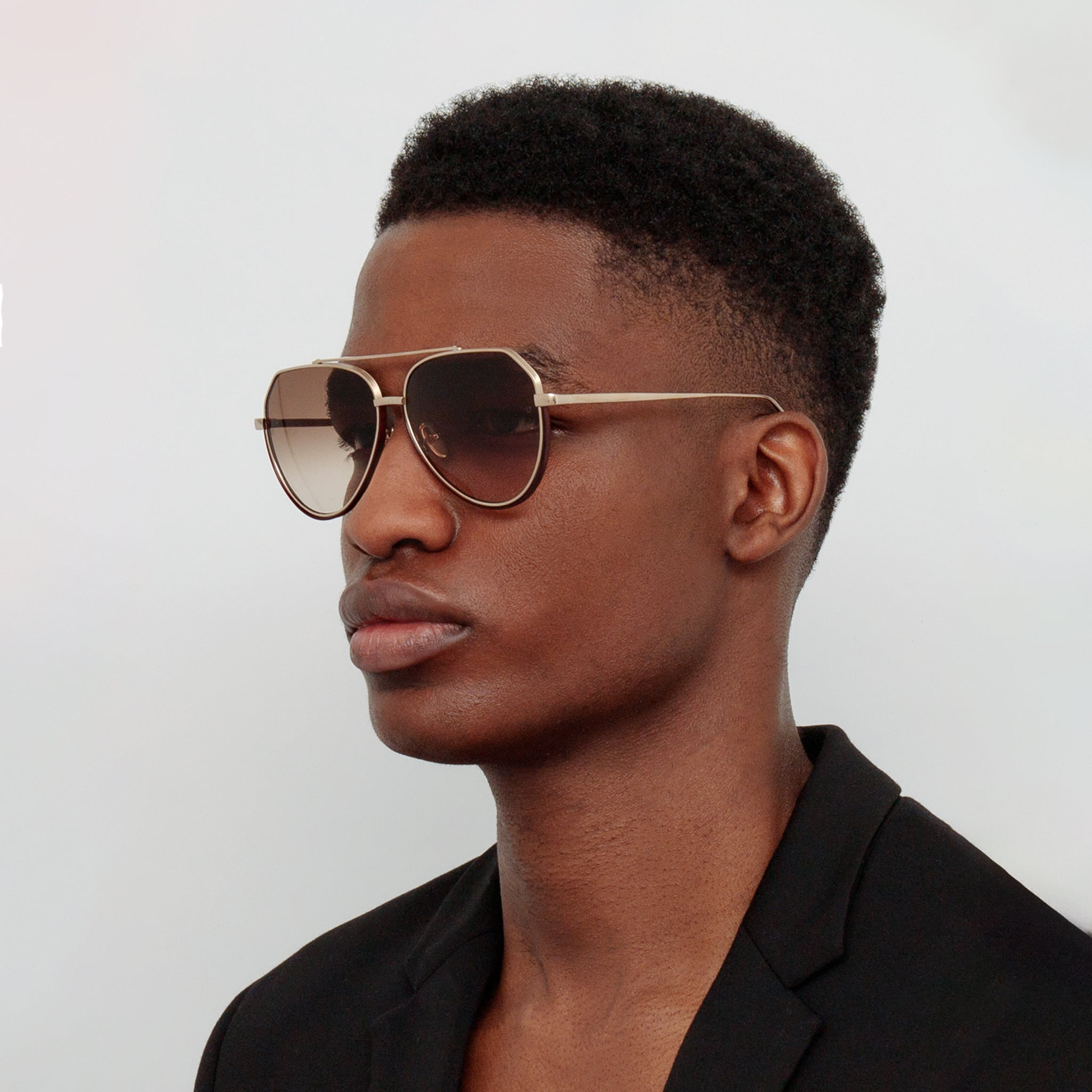BAYER AVIATOR SUNGLASSES IN LIGHT GOLD - 6