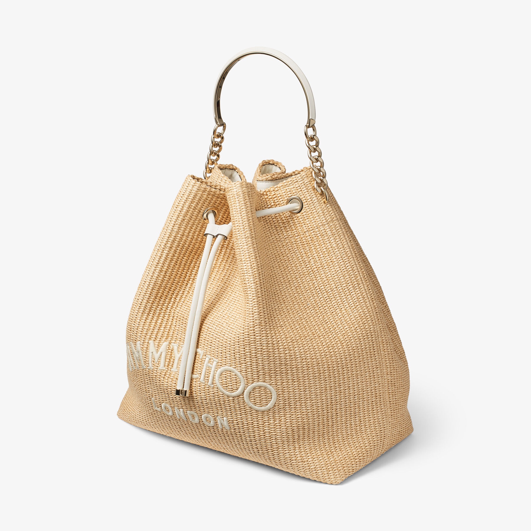 Bon Bon Bucket Maxi
Natural Raffia and Smooth Leather Bucket Bag - 4