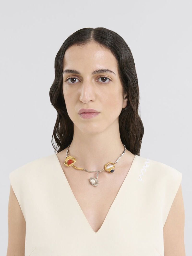 Marni PEARLS AND CRYSTALS FLOWER DELIRIUM NECKLACE outlook