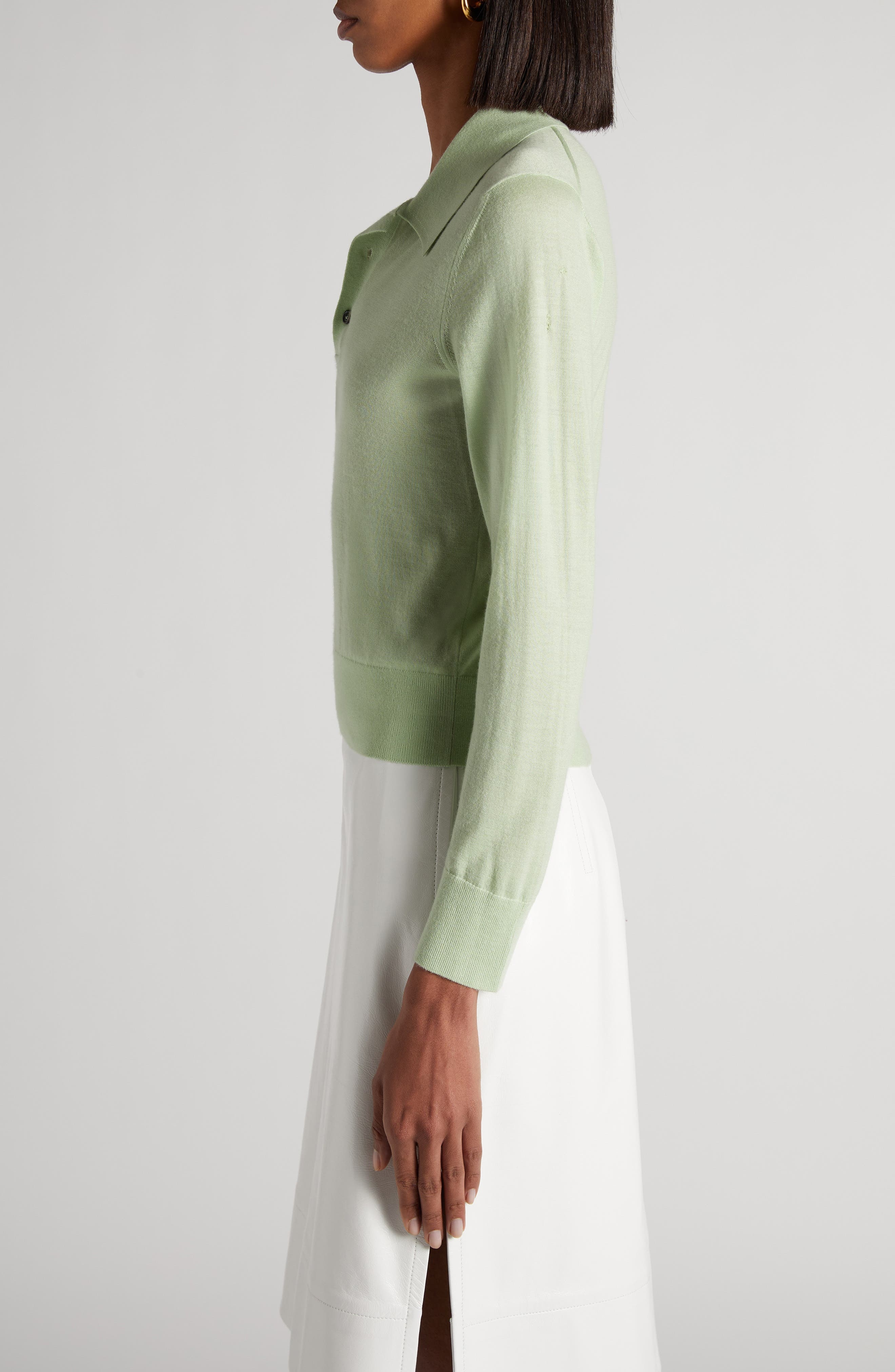 Bottega Veneta Cashmere Polo Sweater in 1880 Aquamarine at Nordstrom - 4