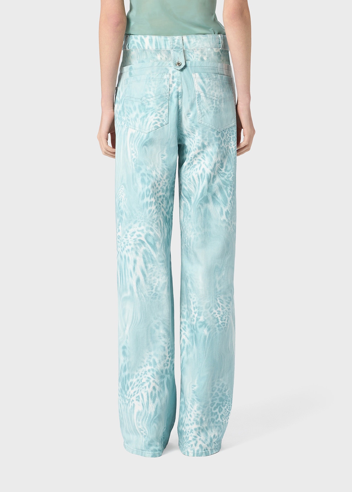 COTTON BULL JEANS WITH LIQUID LEOPARD PRINT - 4