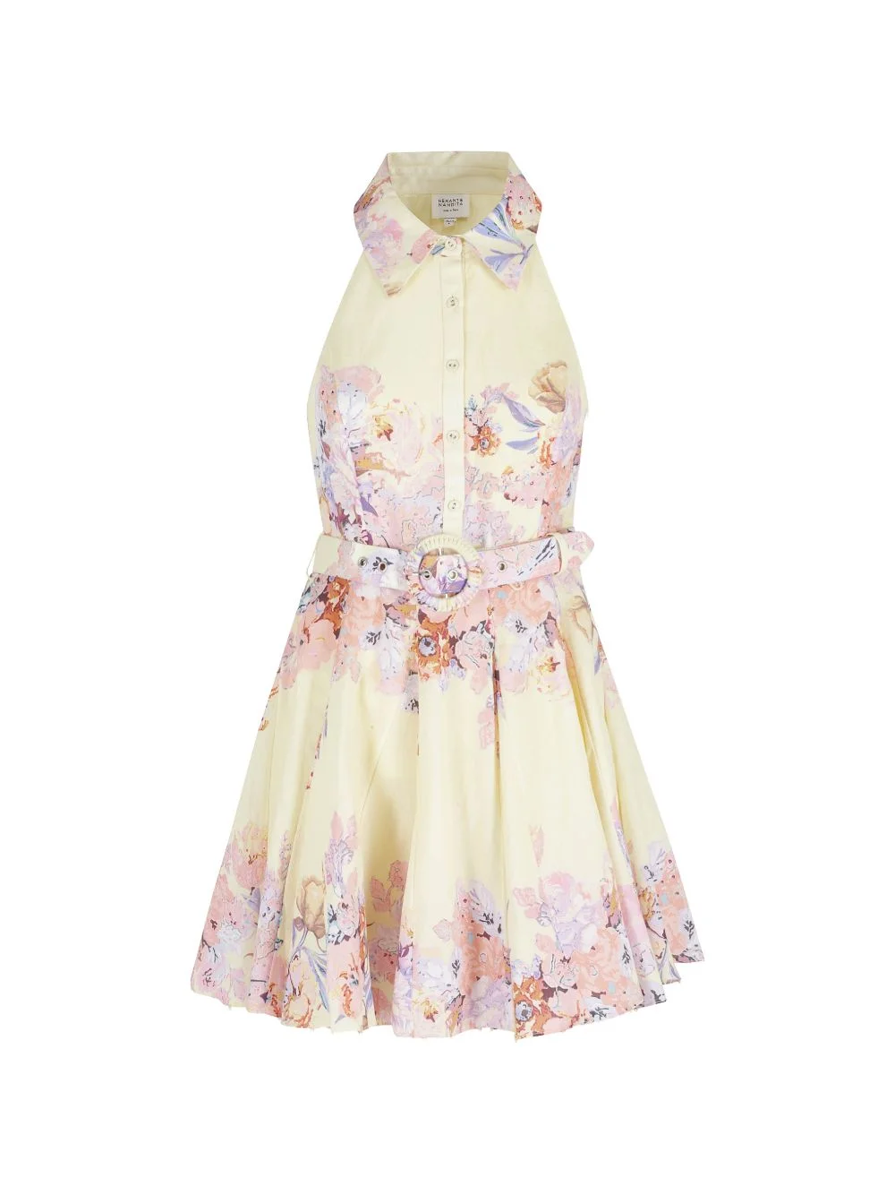 floral-belted shirt dress - 1