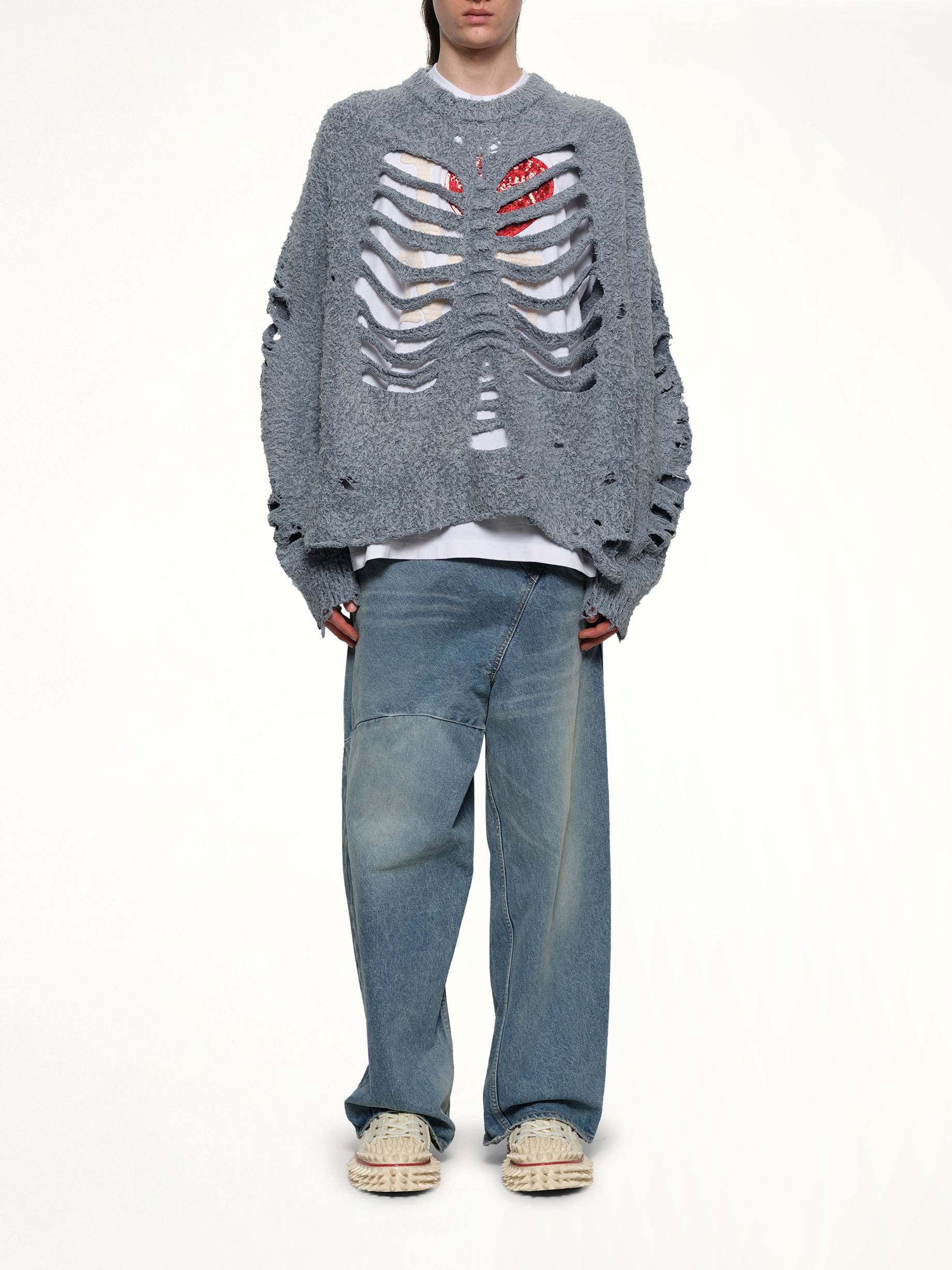 Ribcage Knit Pullover in Blue - 7