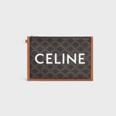 CELINE SMALL FLAT POUCH WITH STRAP in Triomphe canvas with celine print outlook