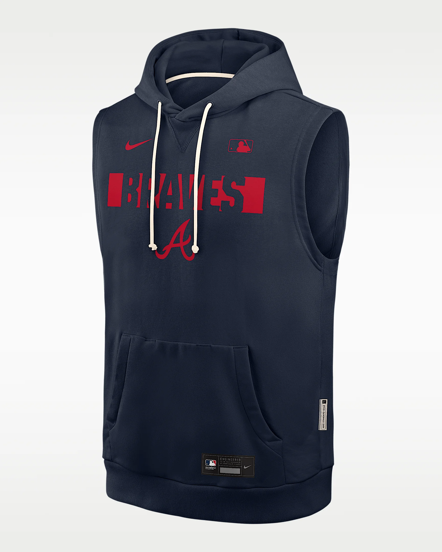 Atlanta Braves Authentic Collection Standard Issue Men's Nike Dri-FIT MLB Sleeveless Pullover Hoodie - 1