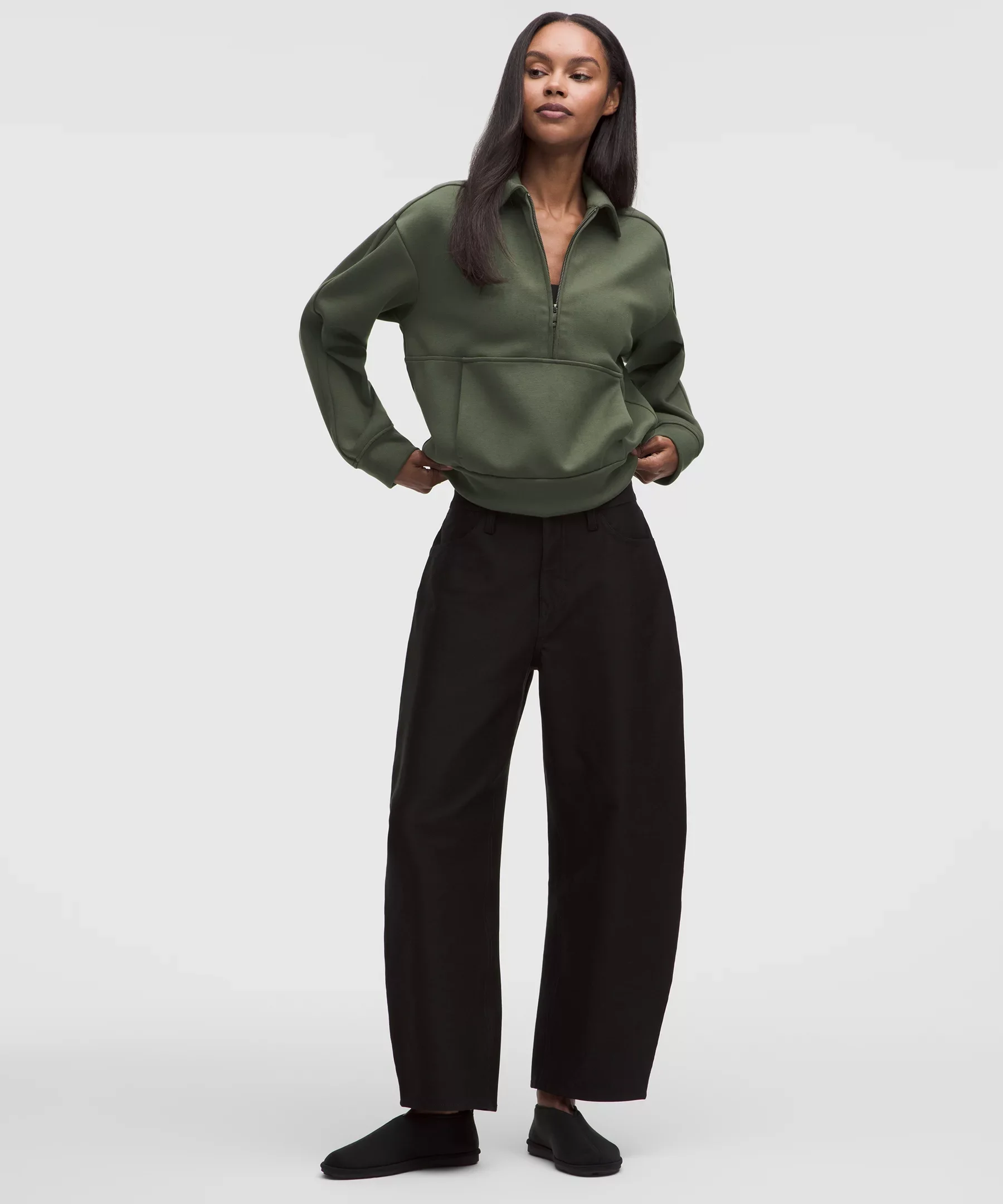 Smooth Spacer Relaxed Collared Half Zip - 1