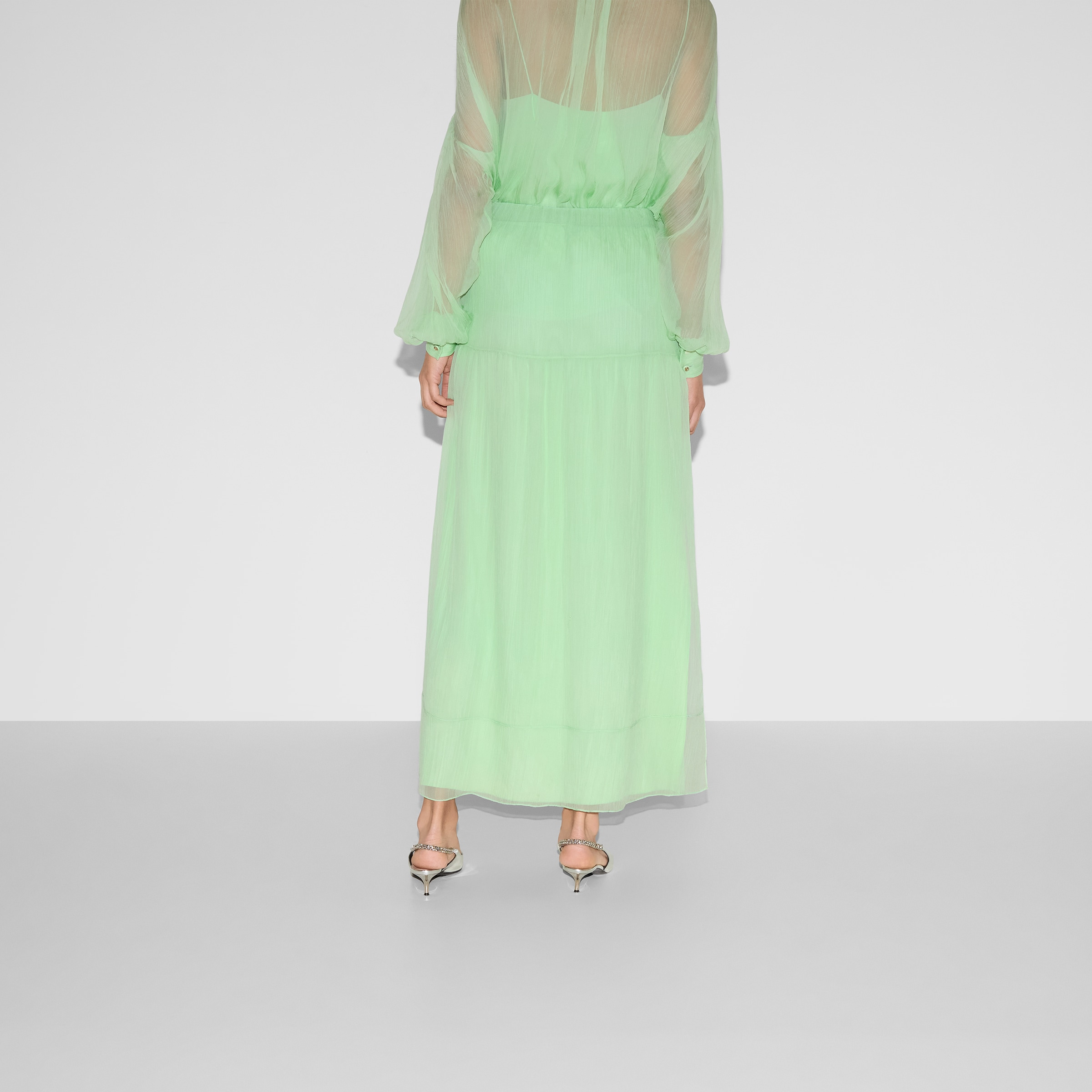 Silk chiffon creponne skirt - 4