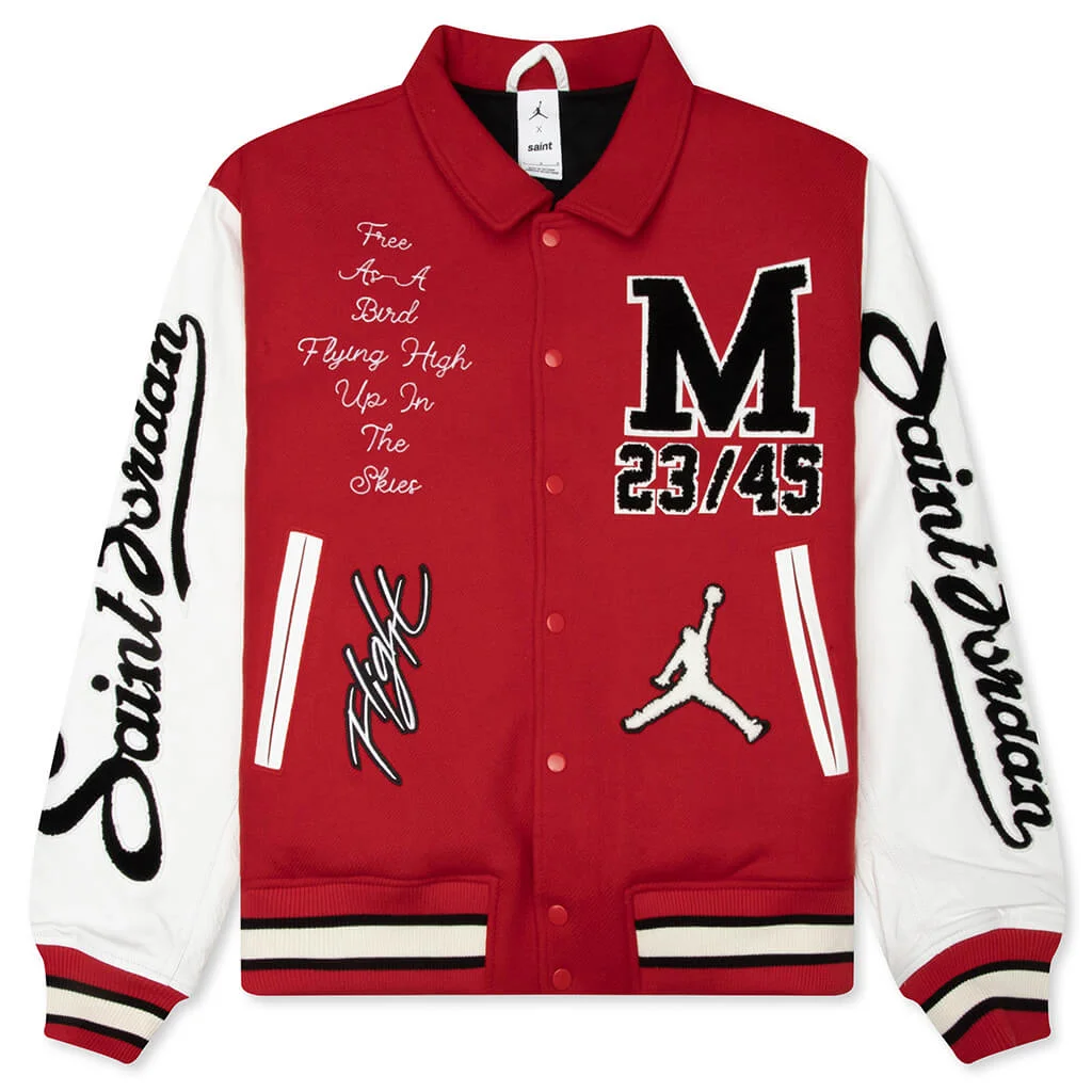 AIR JORDAN X SAINT MXXXXXX VARSITY JACKET - UNIVERSITY RED/WHITE/BLACK - 1