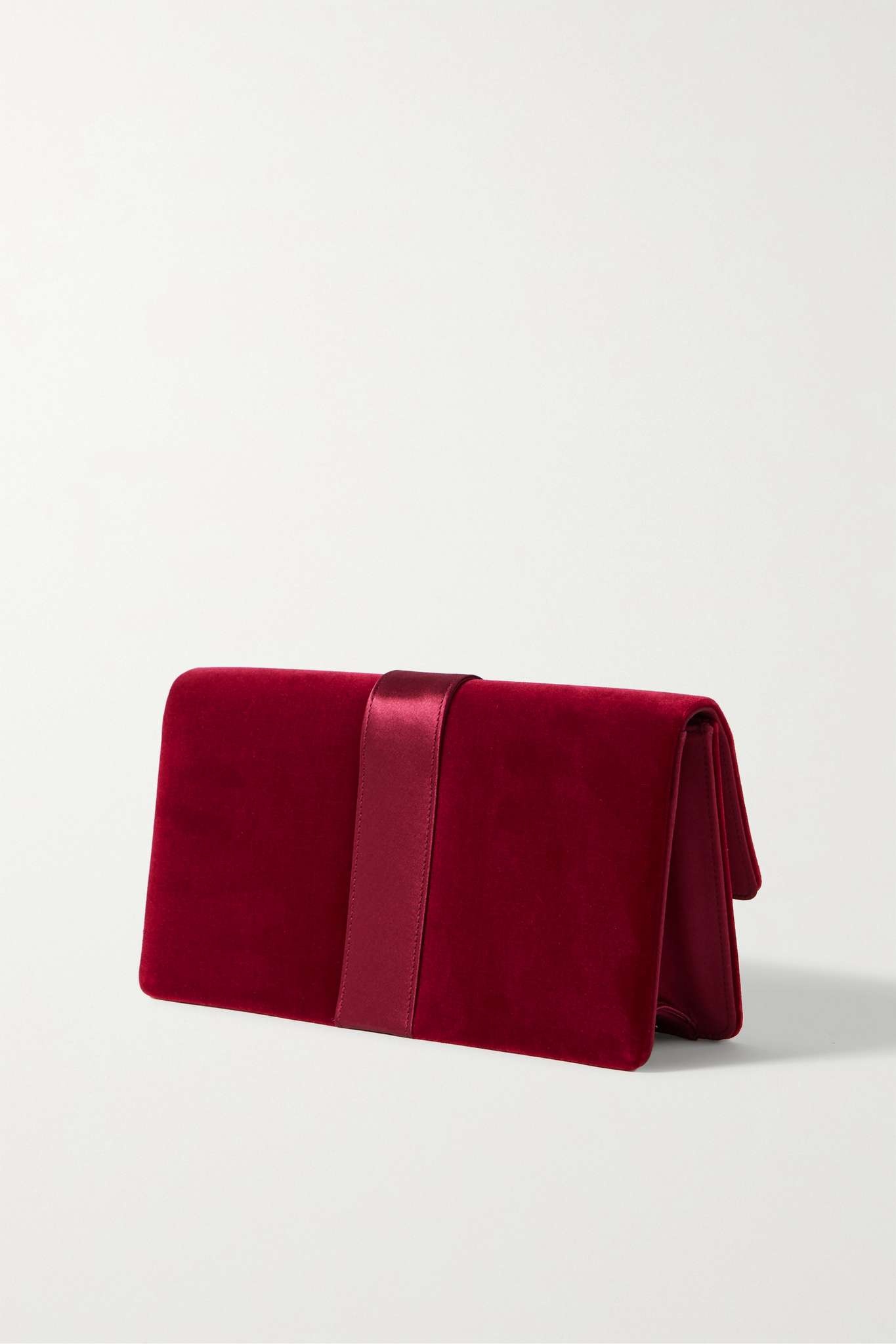 Capri crystal-embellished satin-trimmed velvet clutch - 3