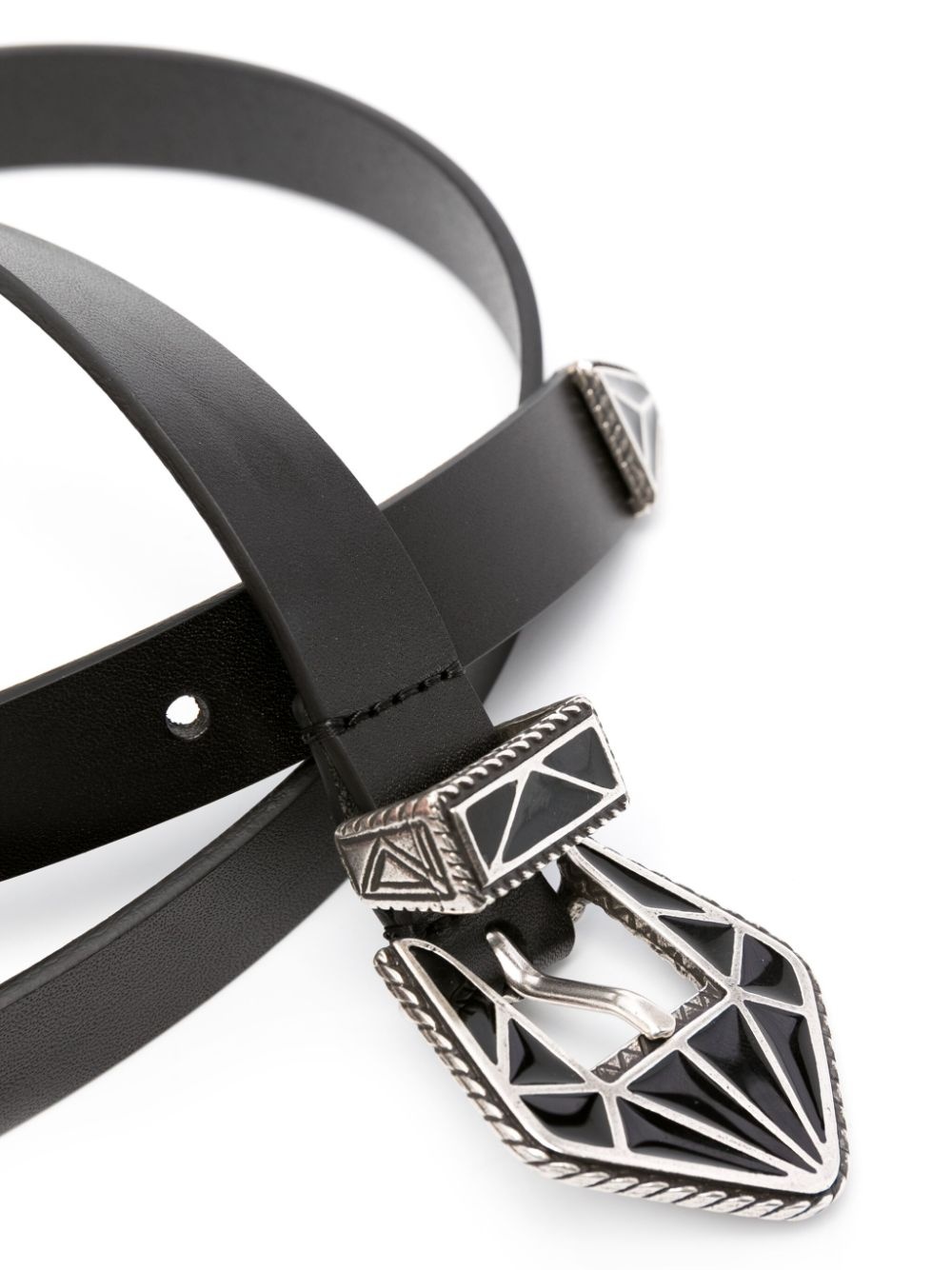 Coraline geometric-buckle leather belt - 2
