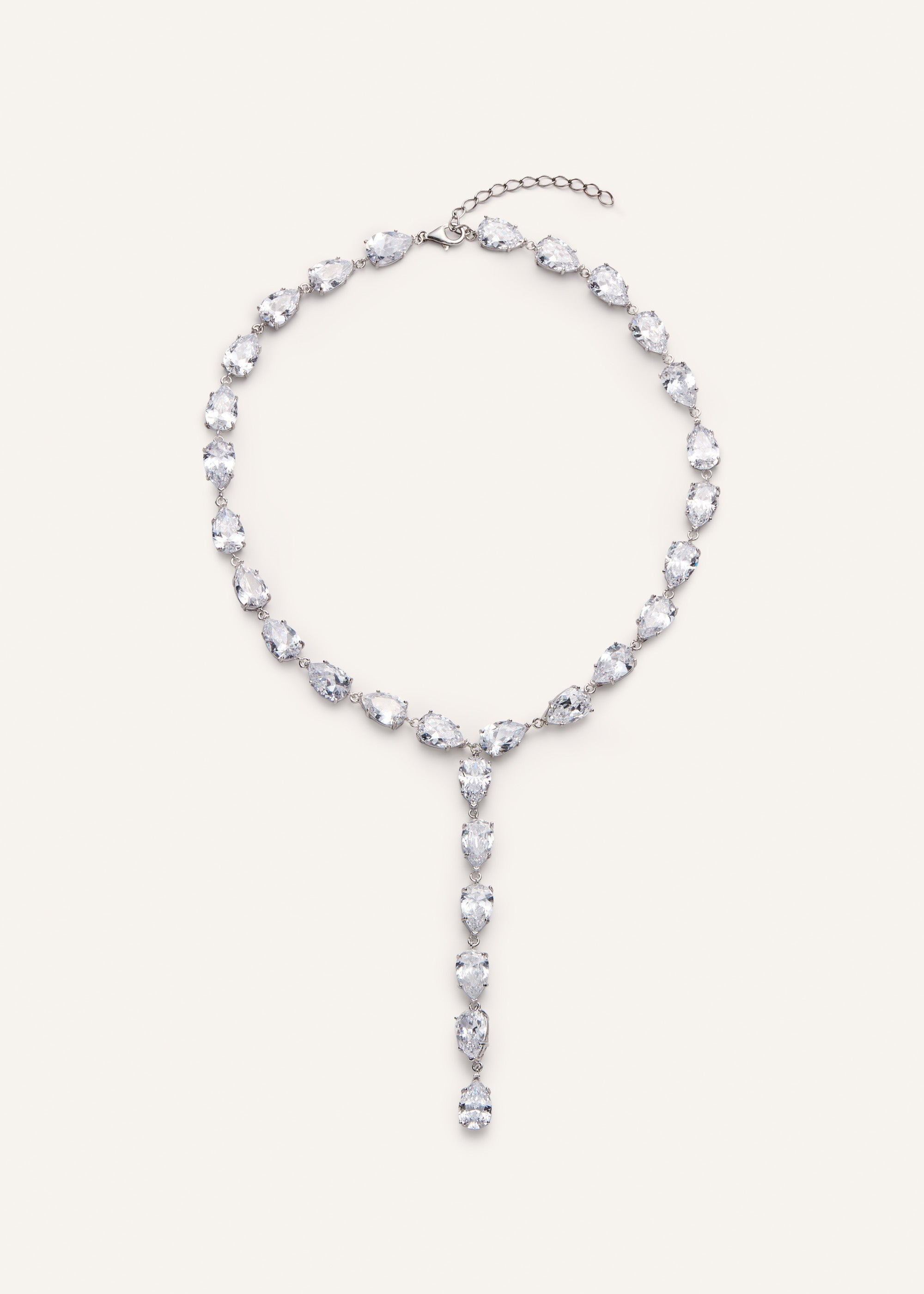 Crystal drop necklace in silver - 1