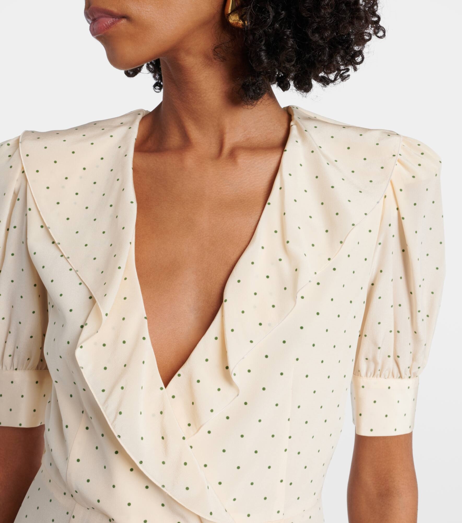 Polka dot silk wrap dress - 4