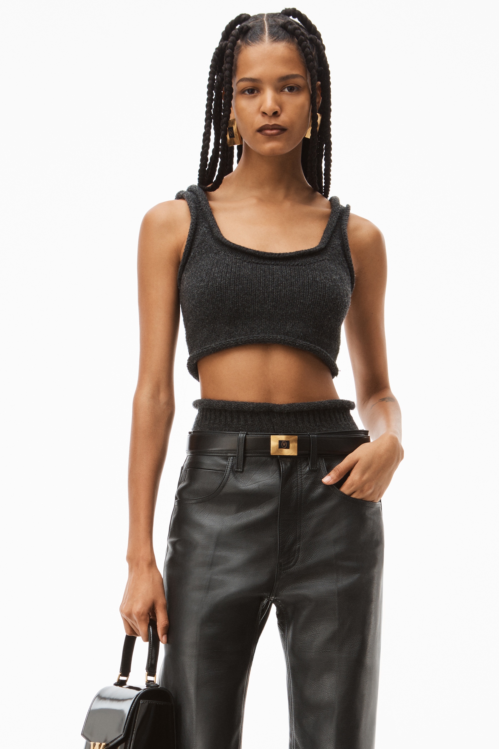 MID RISE STACKED PANT IN MOTO LEATHER - 4