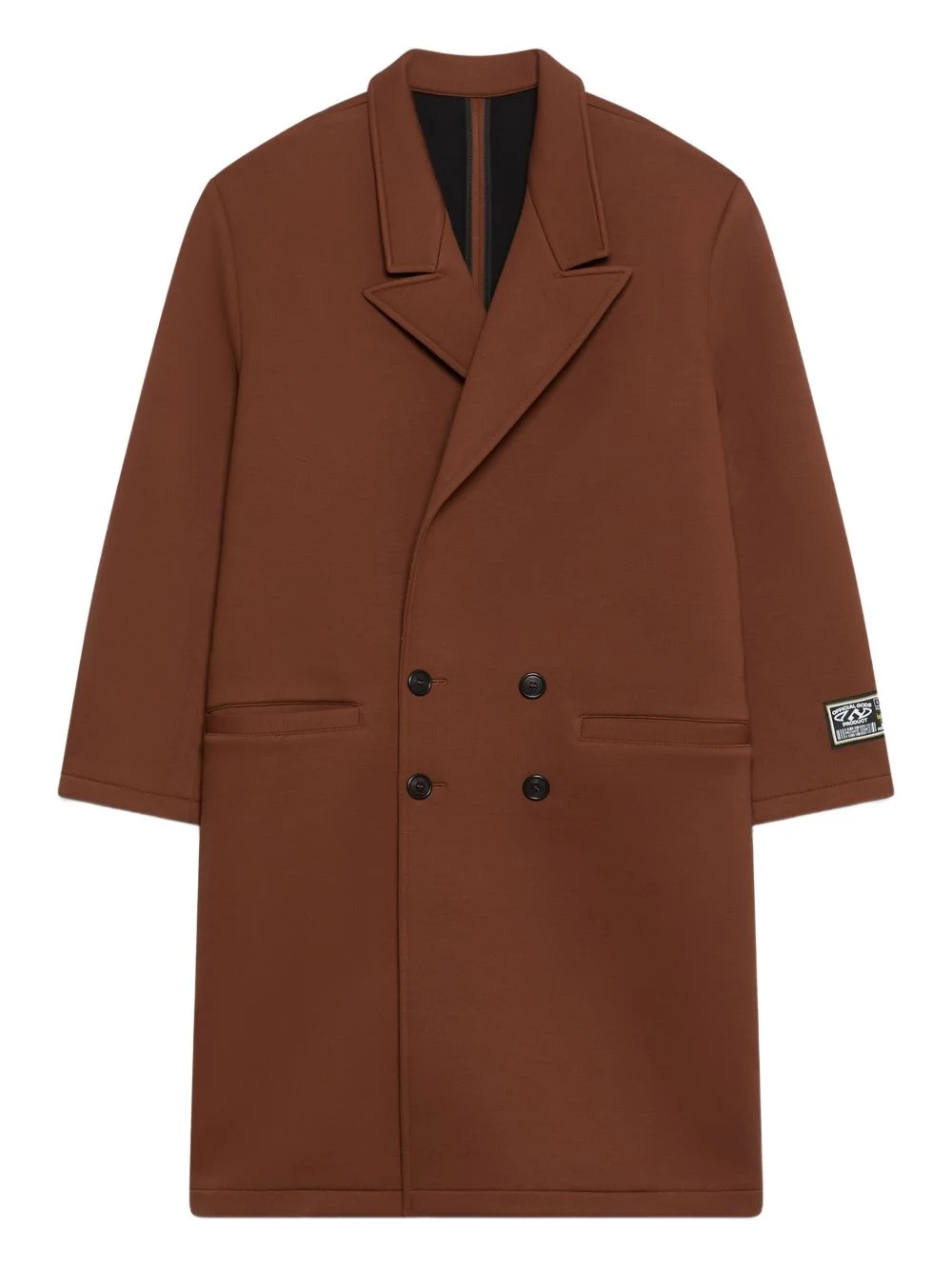 logo-patch double-breasted coat - 1