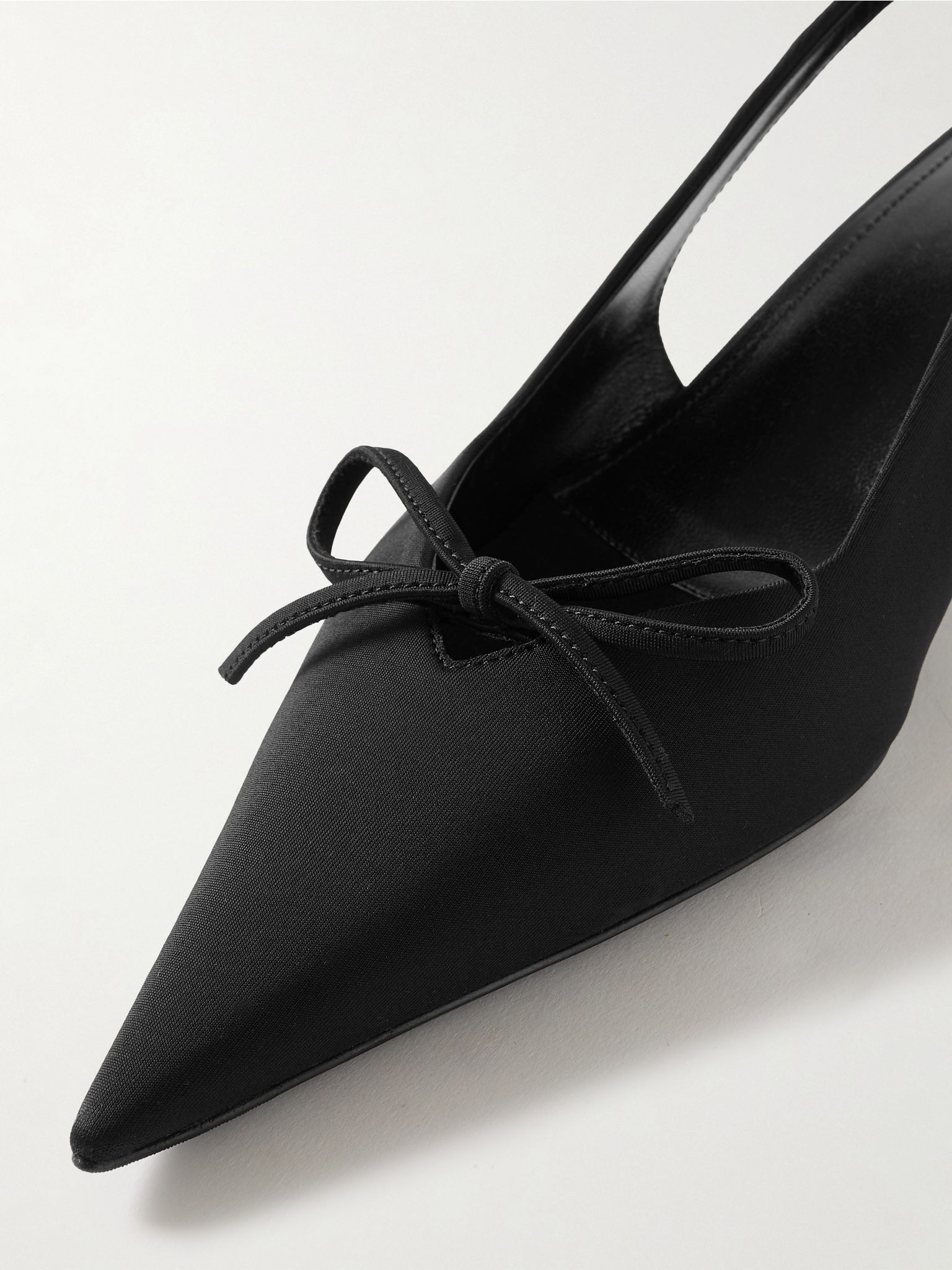 Knife bow-embellished twill slingback pumps Black - 4