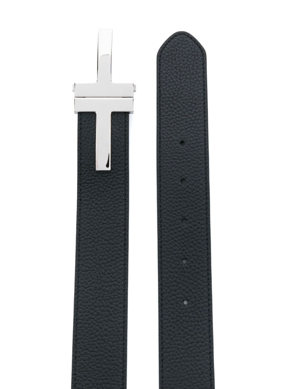 logo-buckle leather belt - 2