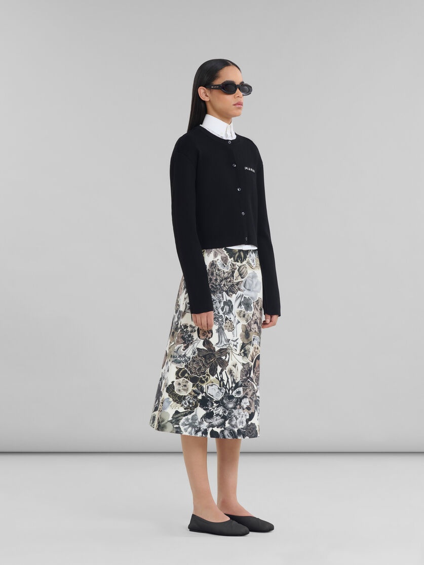 BLACK AND WHITE A-LINE SKIRT WITH NOCTURNAL PRINT - 5