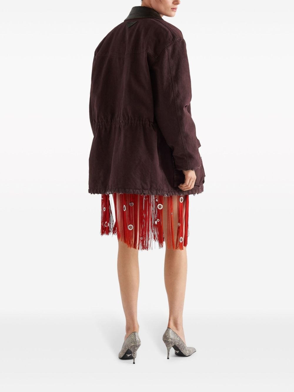 eyelet-embellished fringe skirt - 3