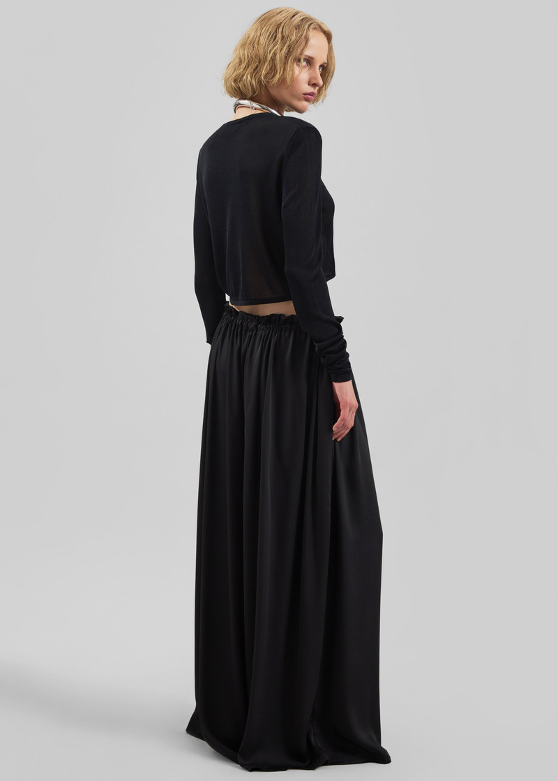 Arleth Satin Sheer Drawstring Pants - Black 7