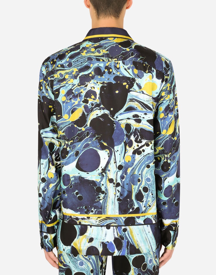 Silk shirt with blue marbled print - 2