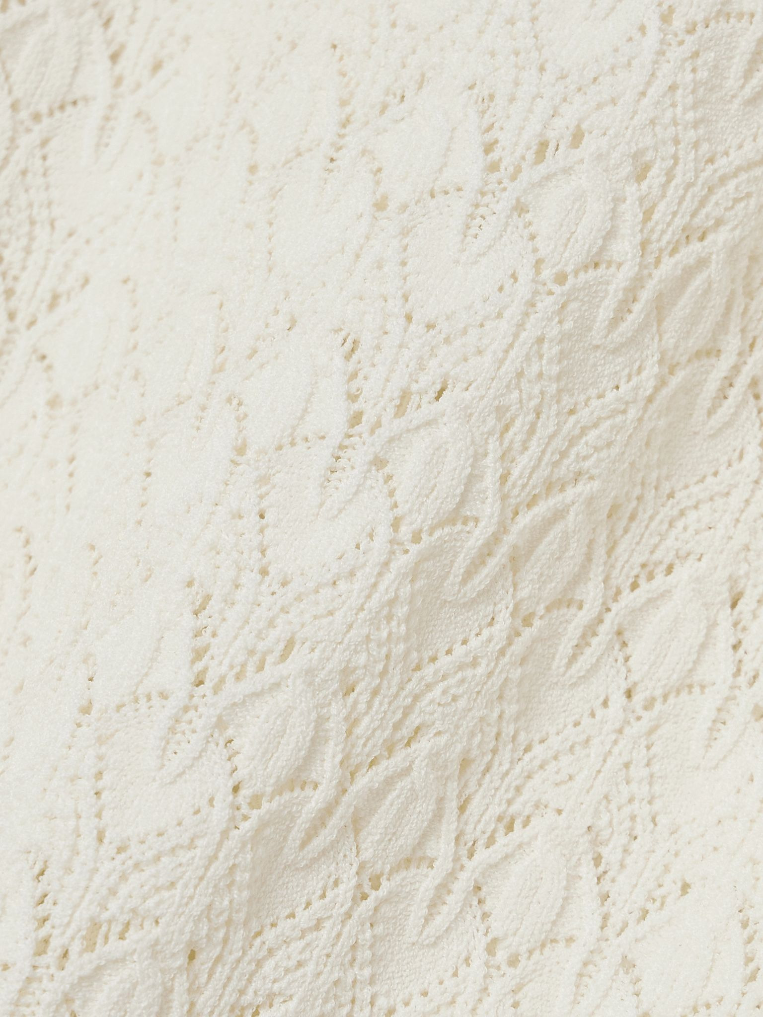 Rue ruffled pointelle-knit top Cream - 5