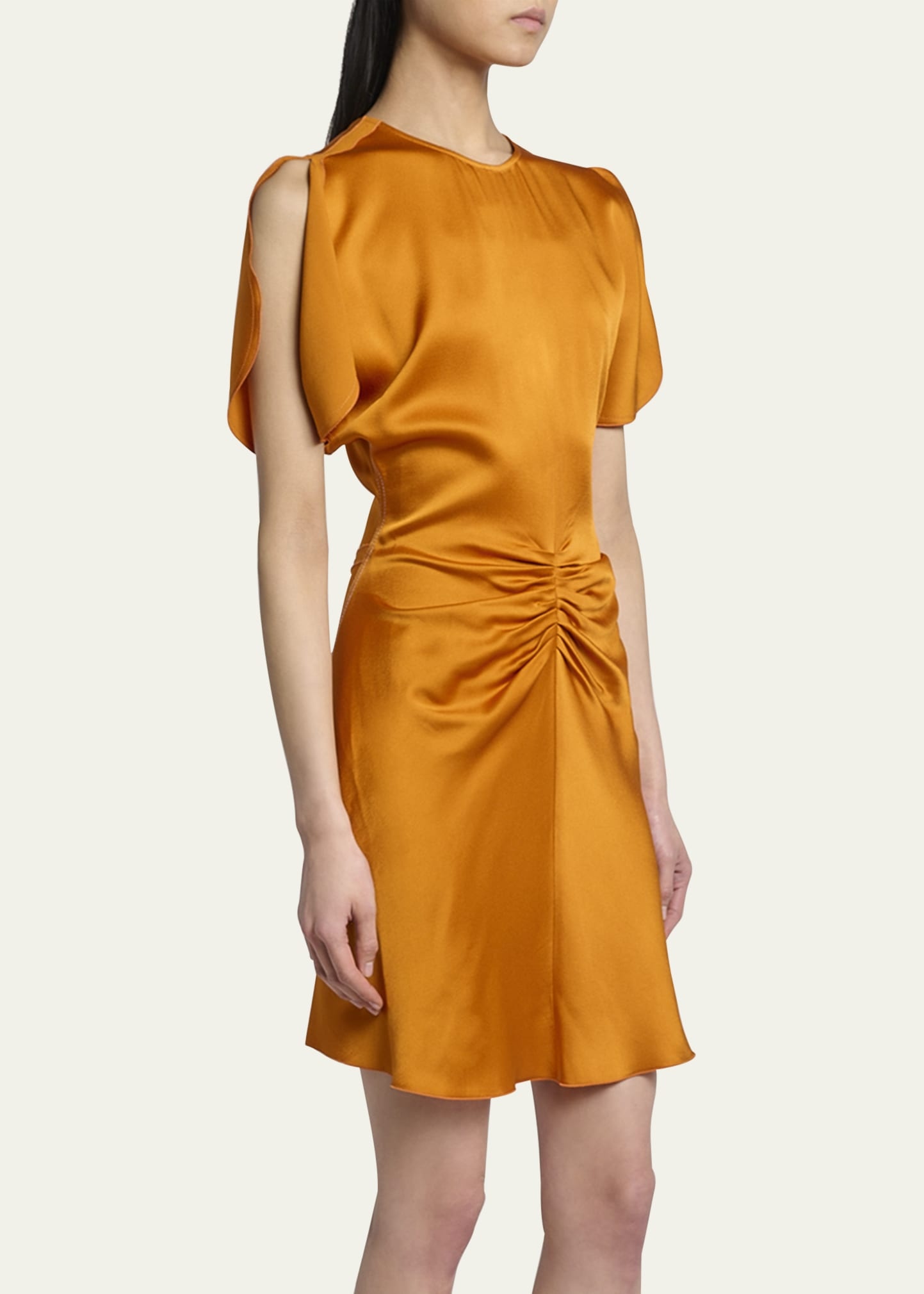 Ruched Gathered-Waist Mini Dress - 4