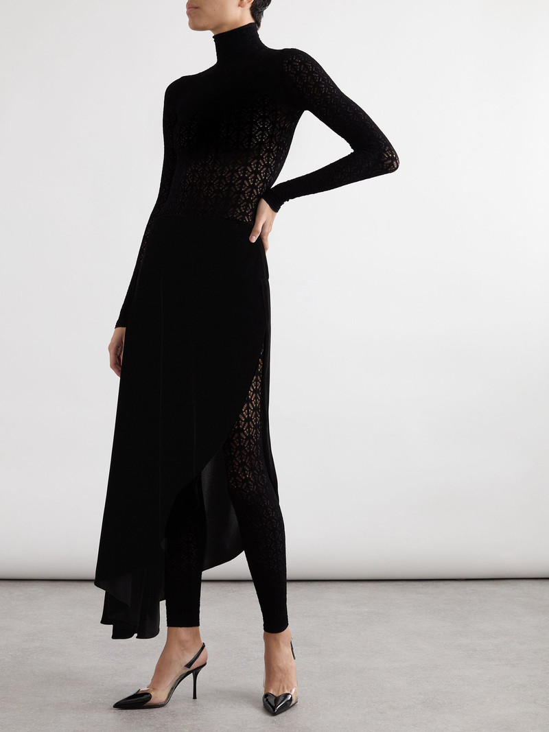 Alaïa Asymmetric velvet skirt Black outlook