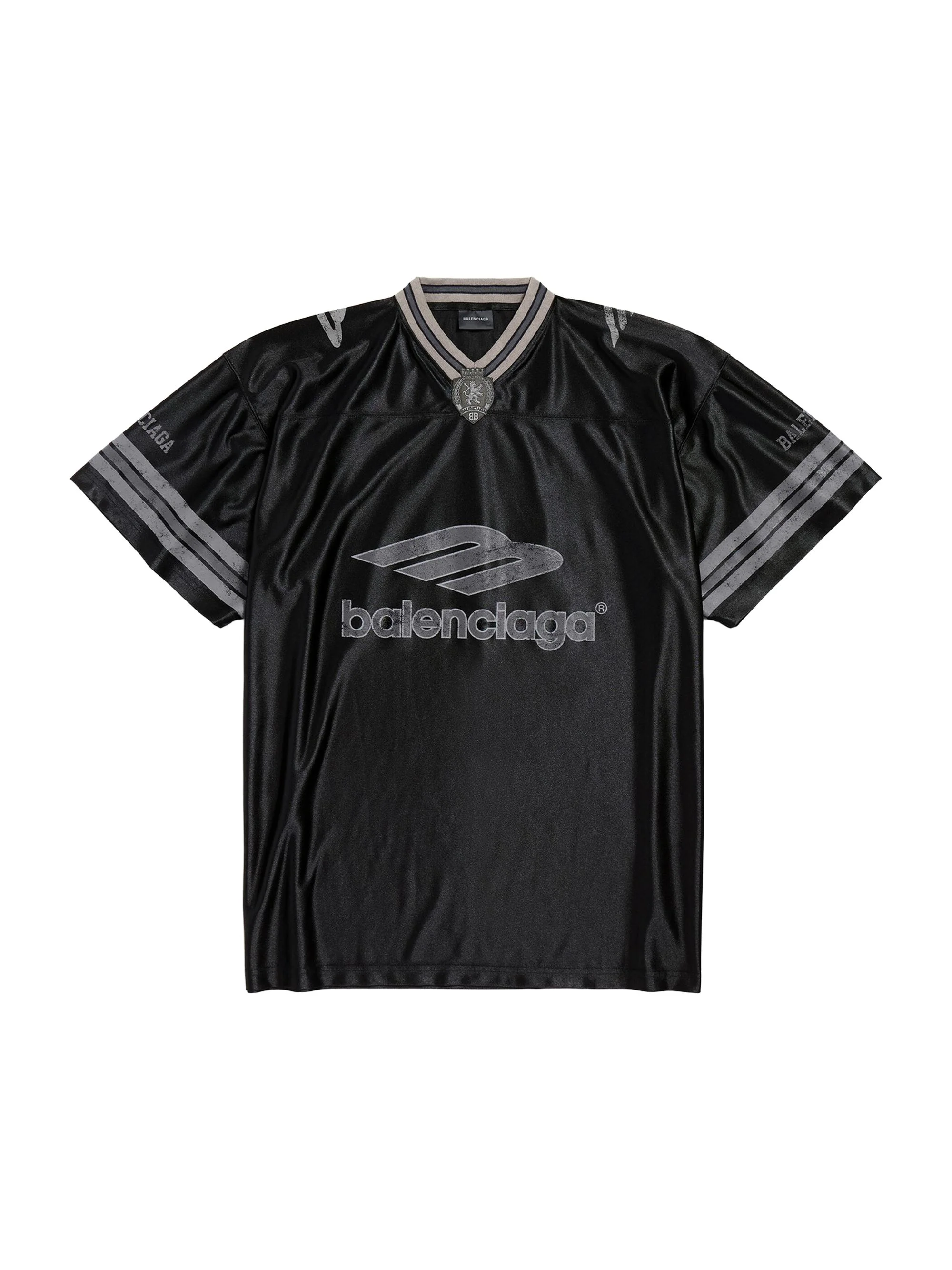 Men's 3B Football V-Neck Oversized T-Shirt - Black Anthracite - 1