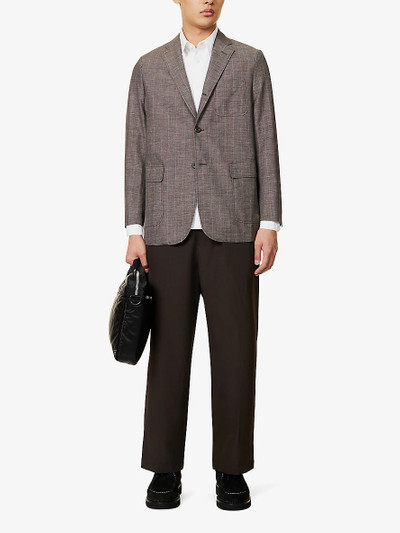 BEAMS PLUS Plaid-patterned single-breasted wool and linen-blend blazer outlook