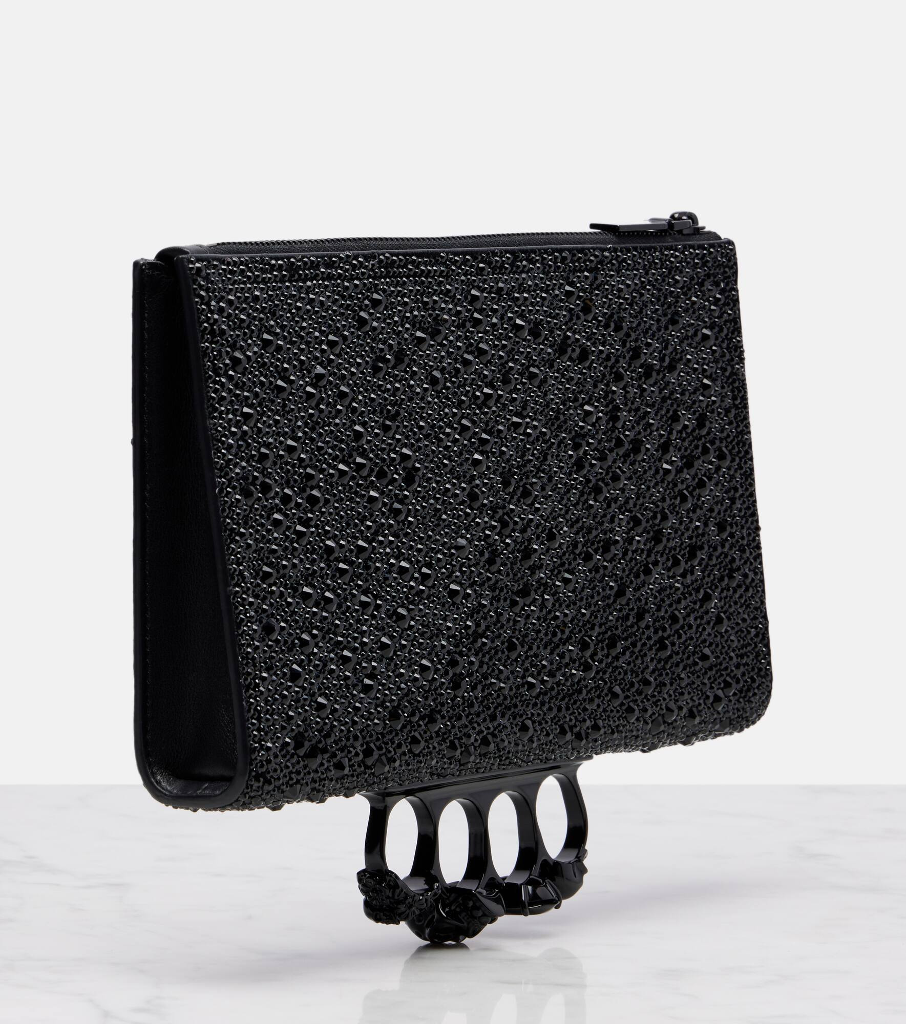 Skull Knuckle studded leather pouch - 4