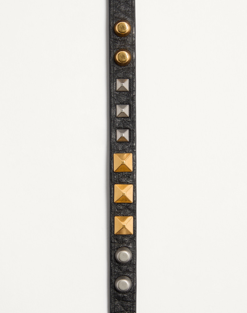 Valentino ROCKSTUD BRACELET IN GRAINY CALFSKIN WITH A MIX OF STUDS. outlook