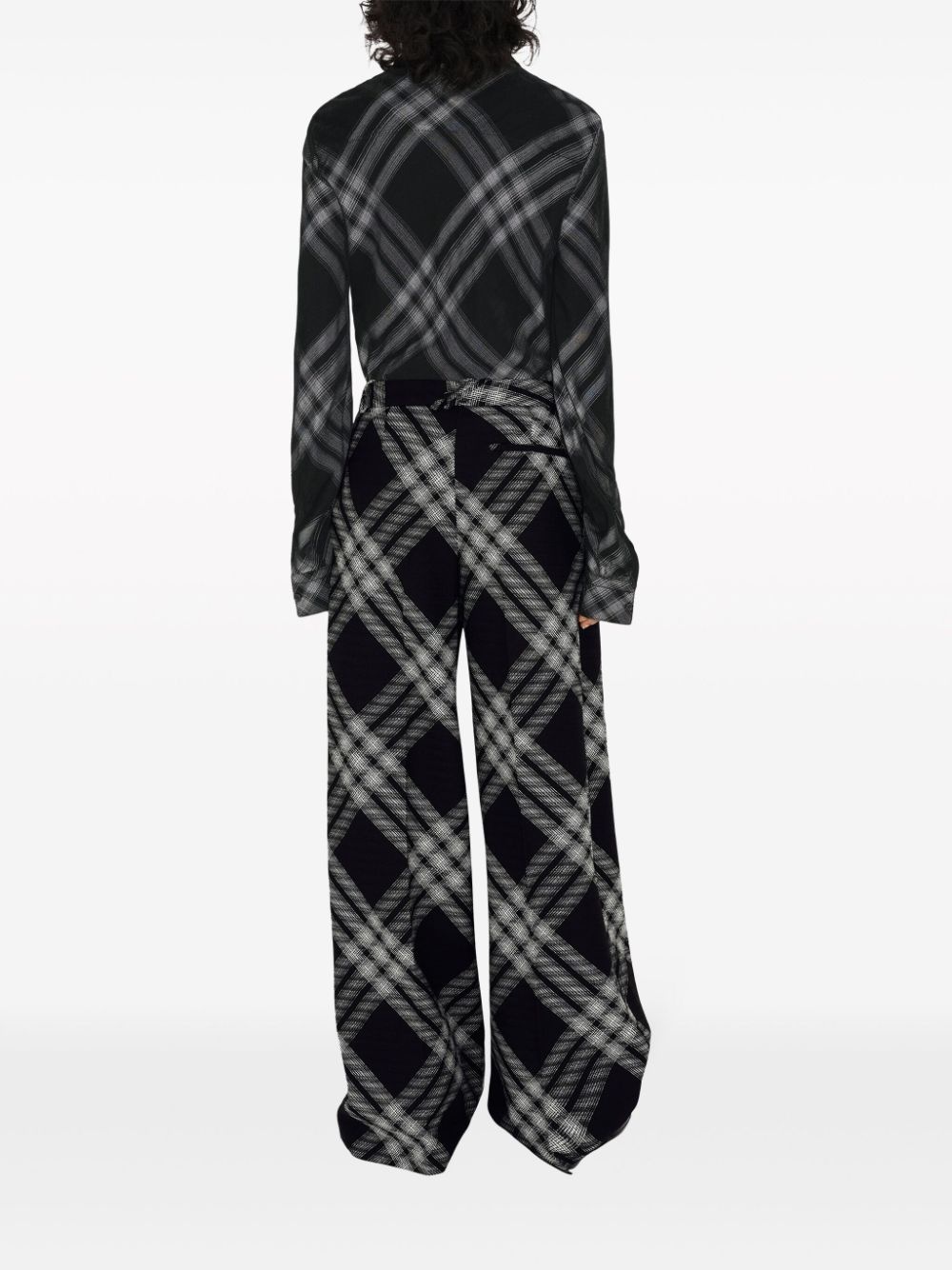 check-print long-sleeve shirt - 4