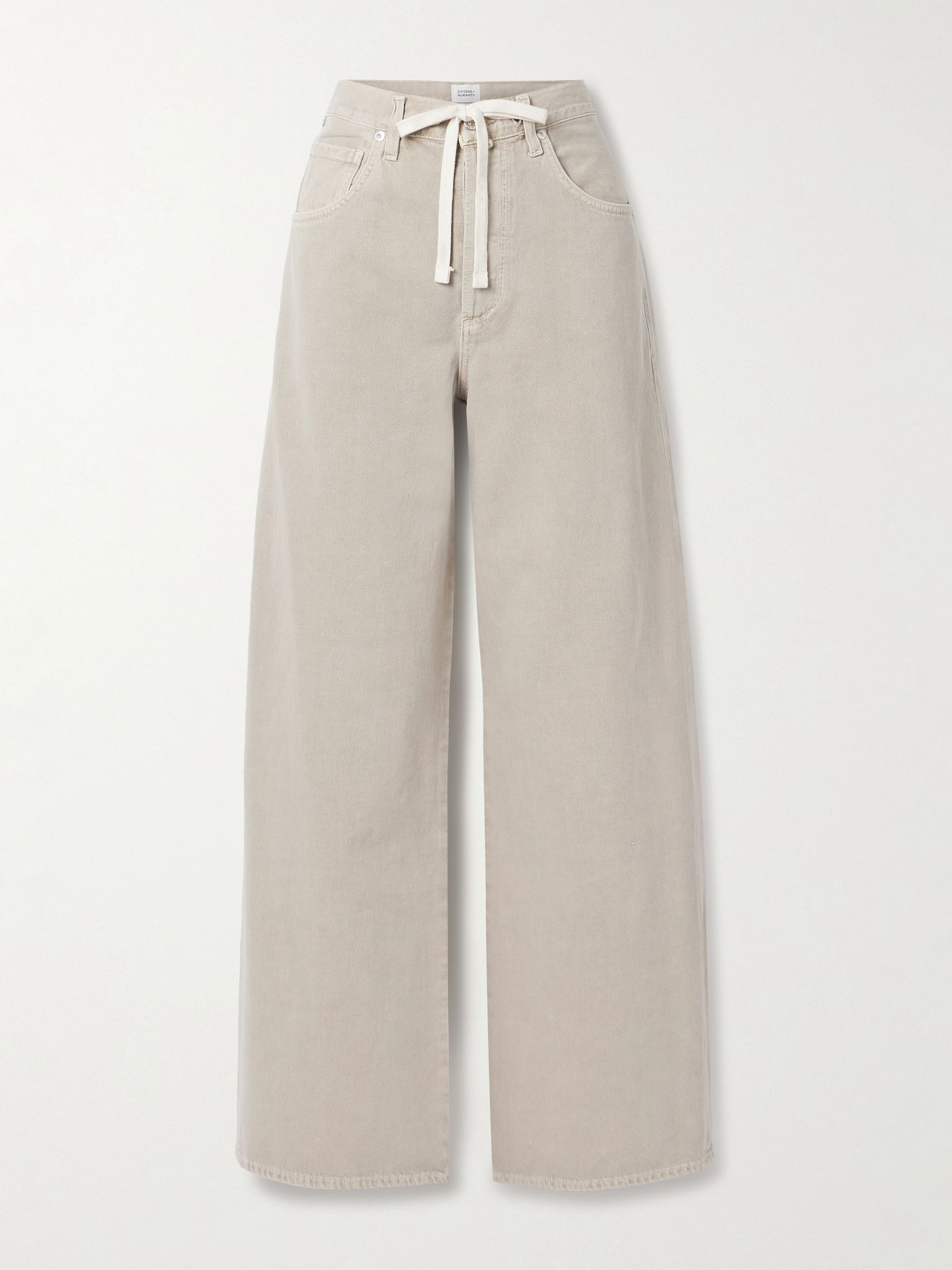 Brynn Drawstring mid-rise wide-leg jeans Beige - 1