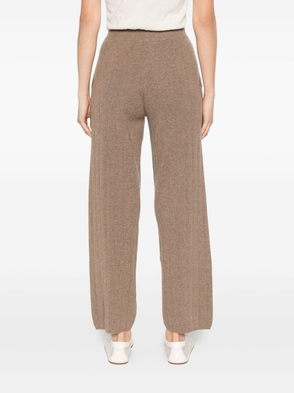 ribbed cashmere straight-leg trousers - 4