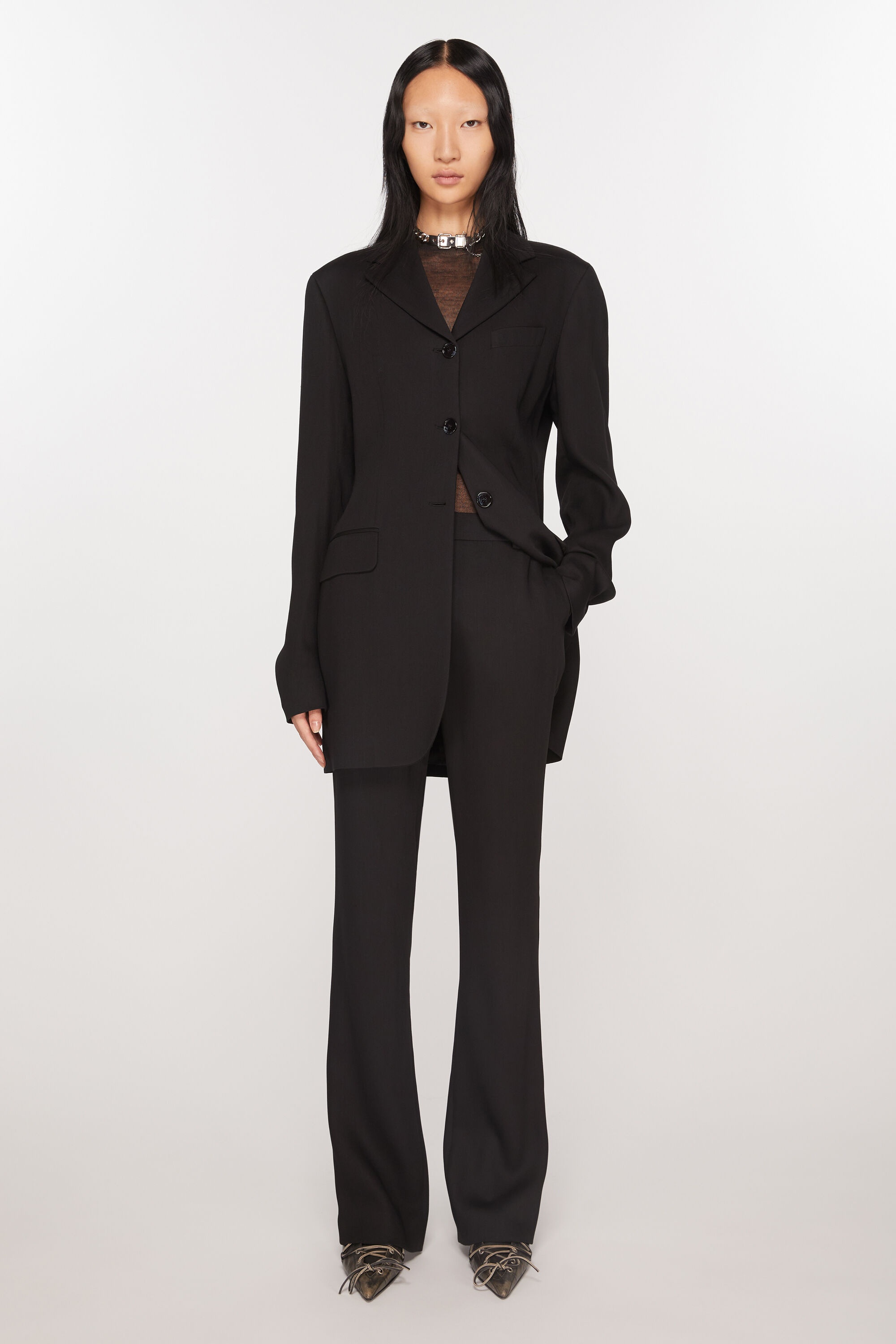 Tailored wool blend trousers - Black - 2