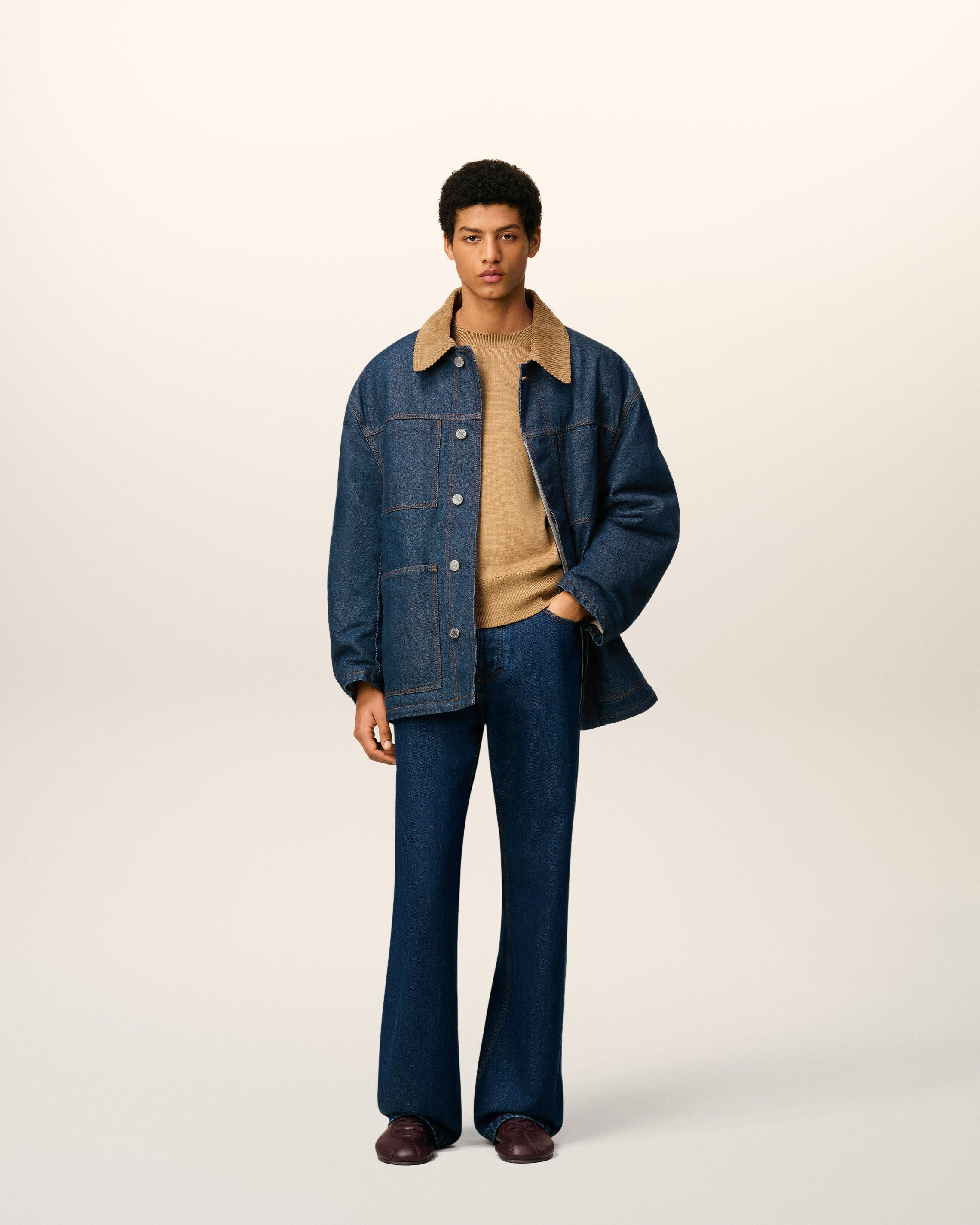 BLUE COTTON PADDED WORKER JACKET - 2