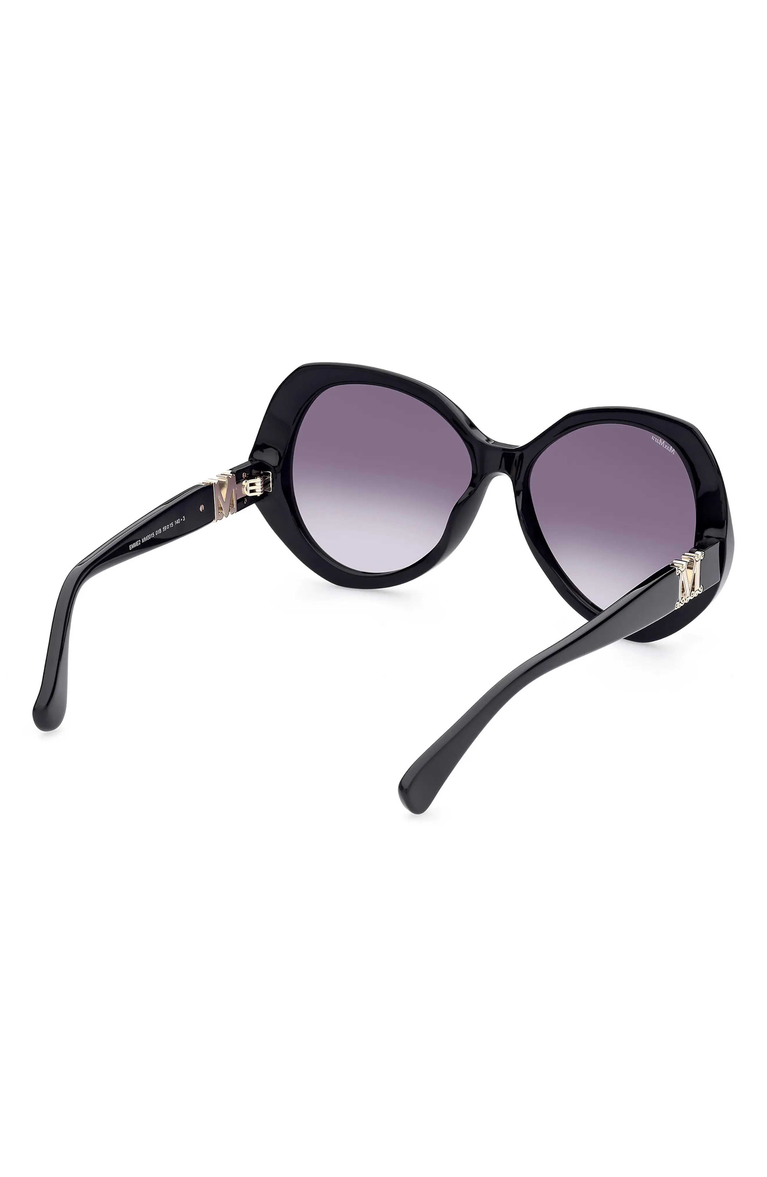 59mm Gradient Geometric Sunglasses in Shiny Black /Gradient Smoke - 6