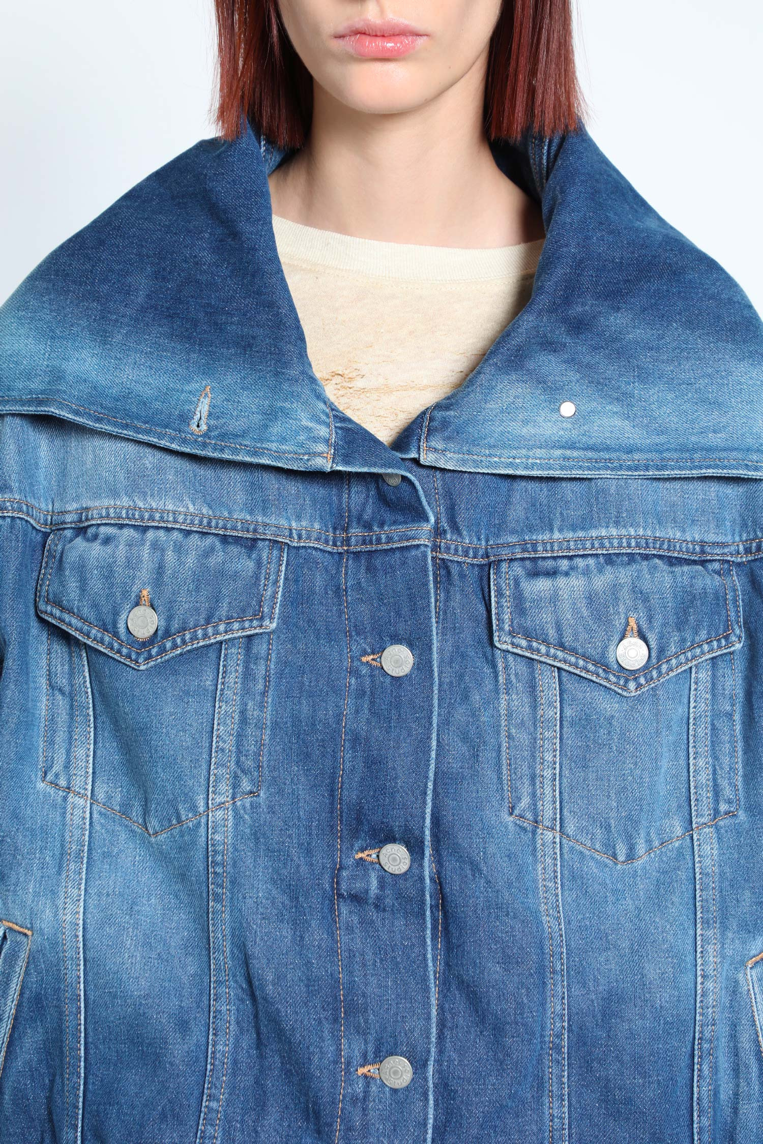 Crinkled Denim Jacket - 4