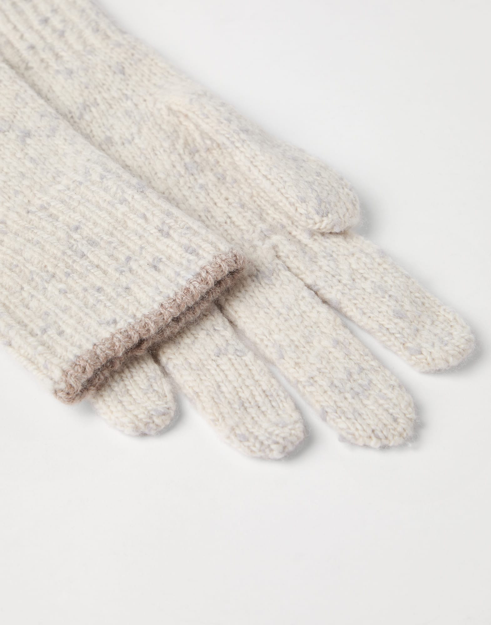 Flecked cashmere knit gloves - 2