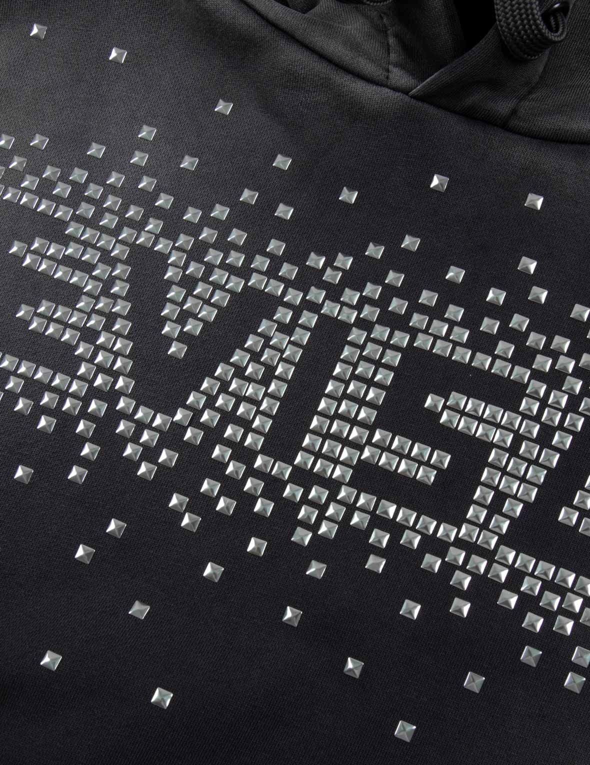 METALLIC HEAT-PRESSED EVISU LOGO LOOSE FIT HOODIE - 7