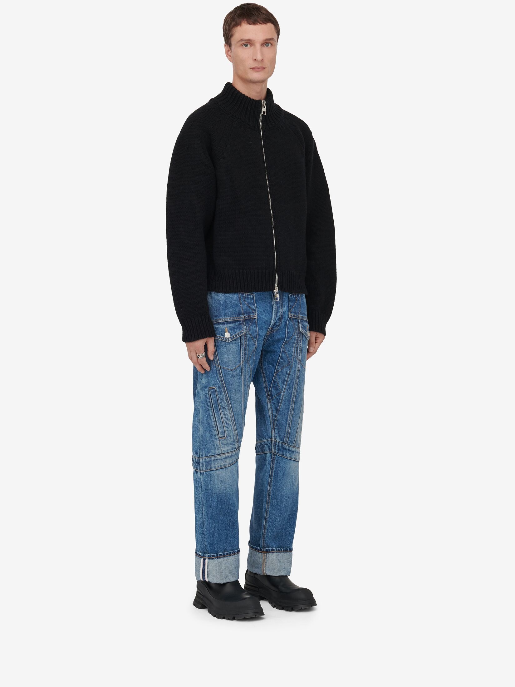 Men's Seal Logo Bomber Jacket in Black/ivory - 3