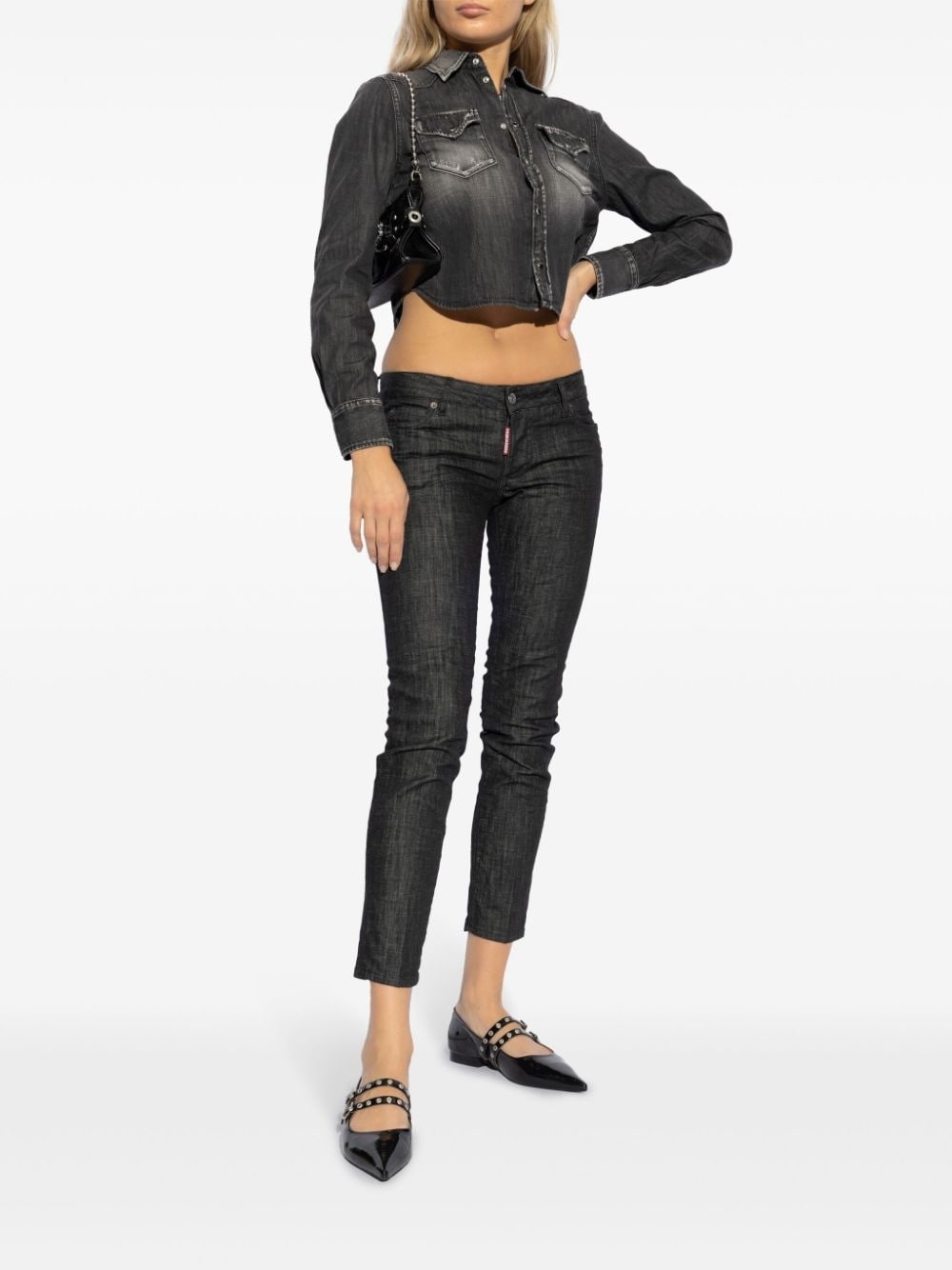 low-rise cropped skinny jeans - 2