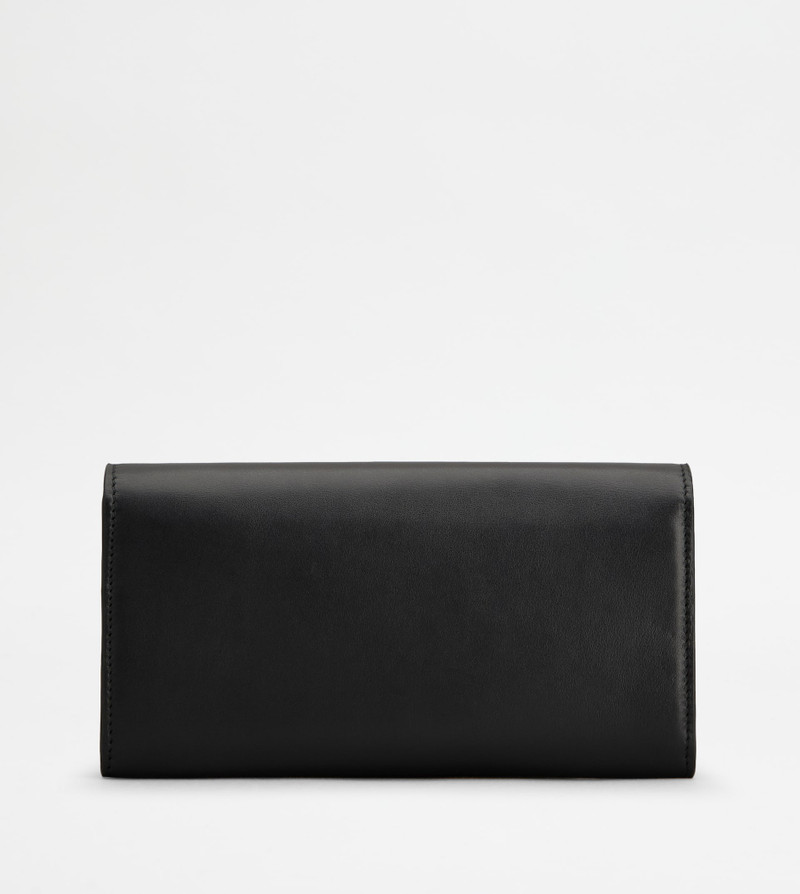 WALLET IN LEATHER WITH SHOULDER STRAP - BLACK 3